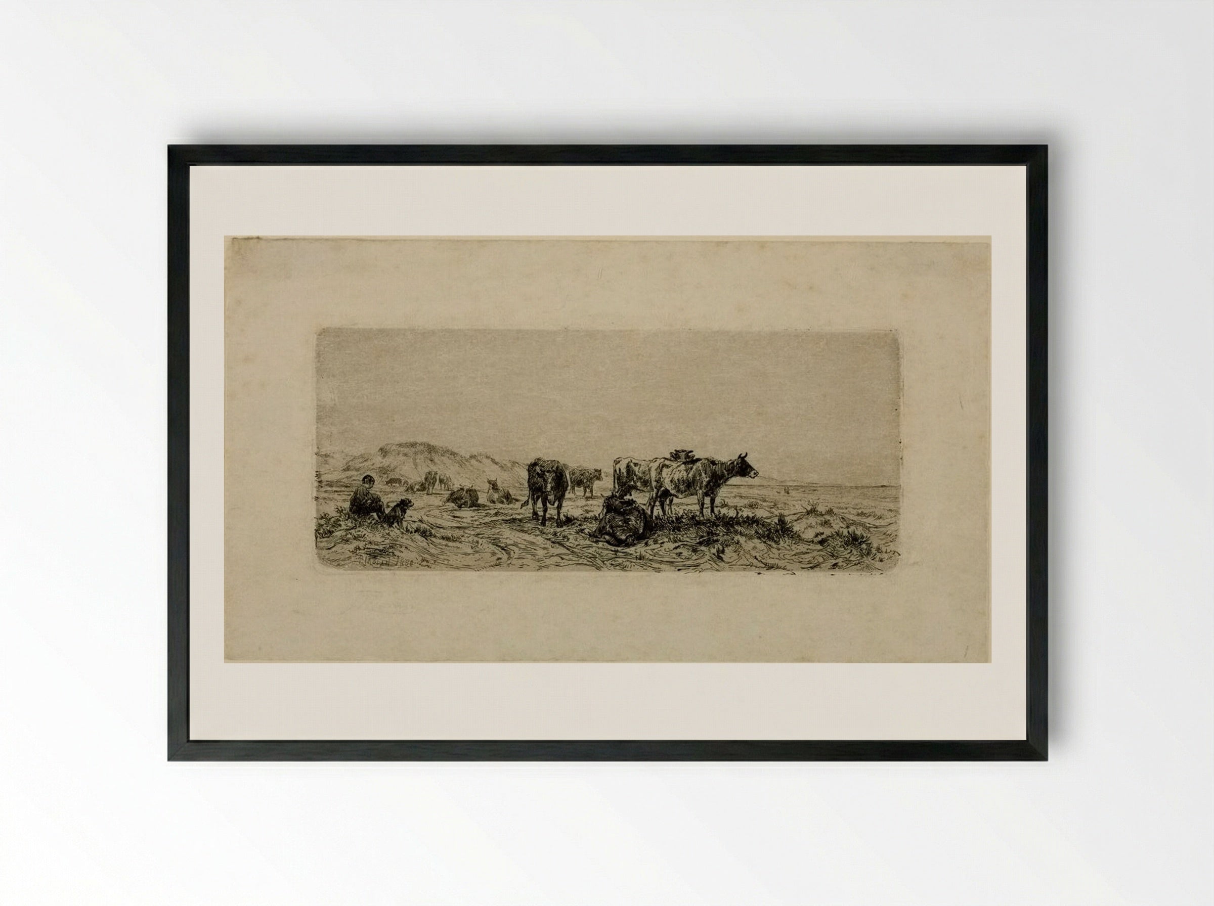 Cowherd - Peter Moran - Framed Print Black