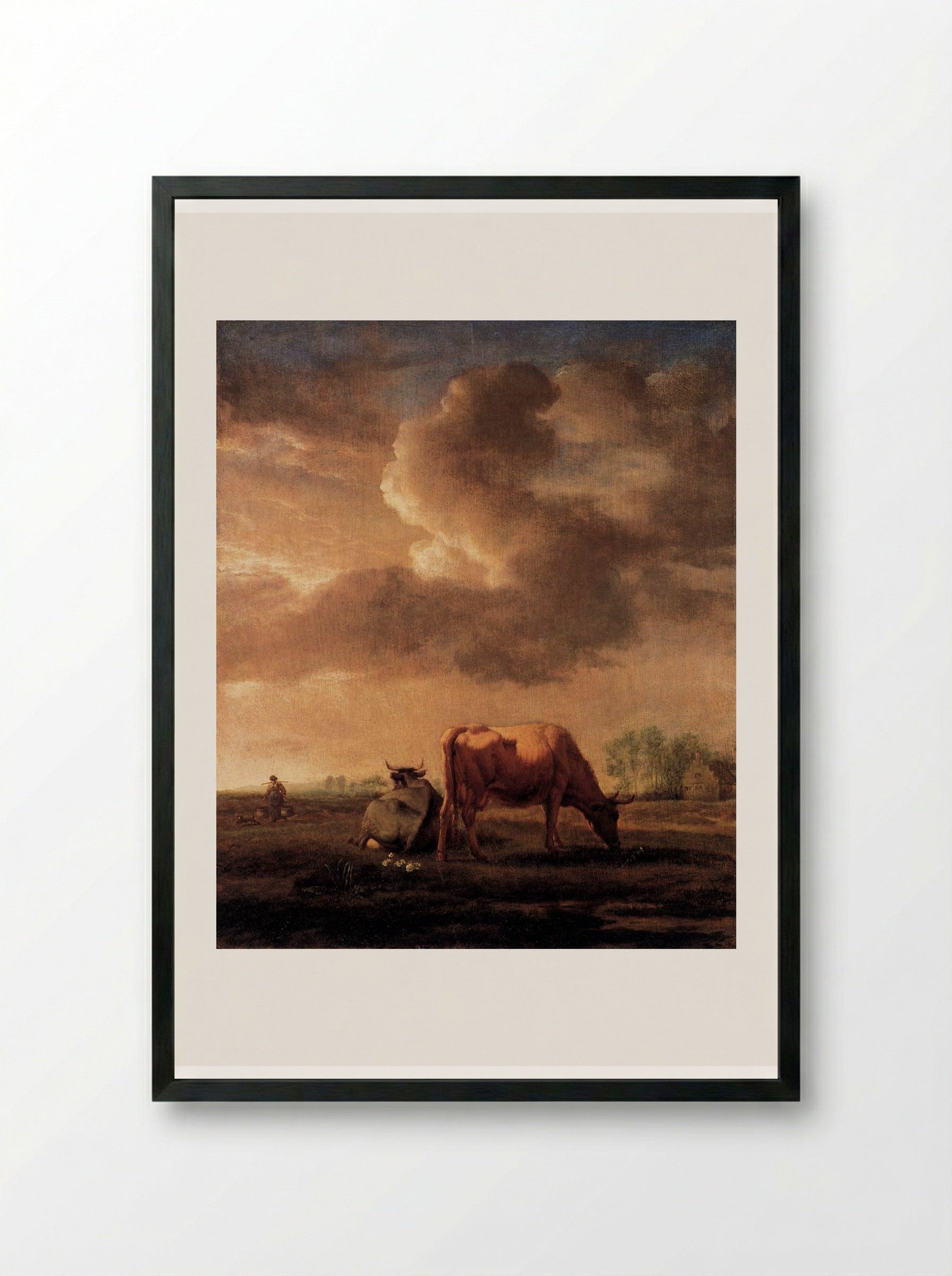 Cows on a Meadow - Adriaen van de Velde - Framed Print Black