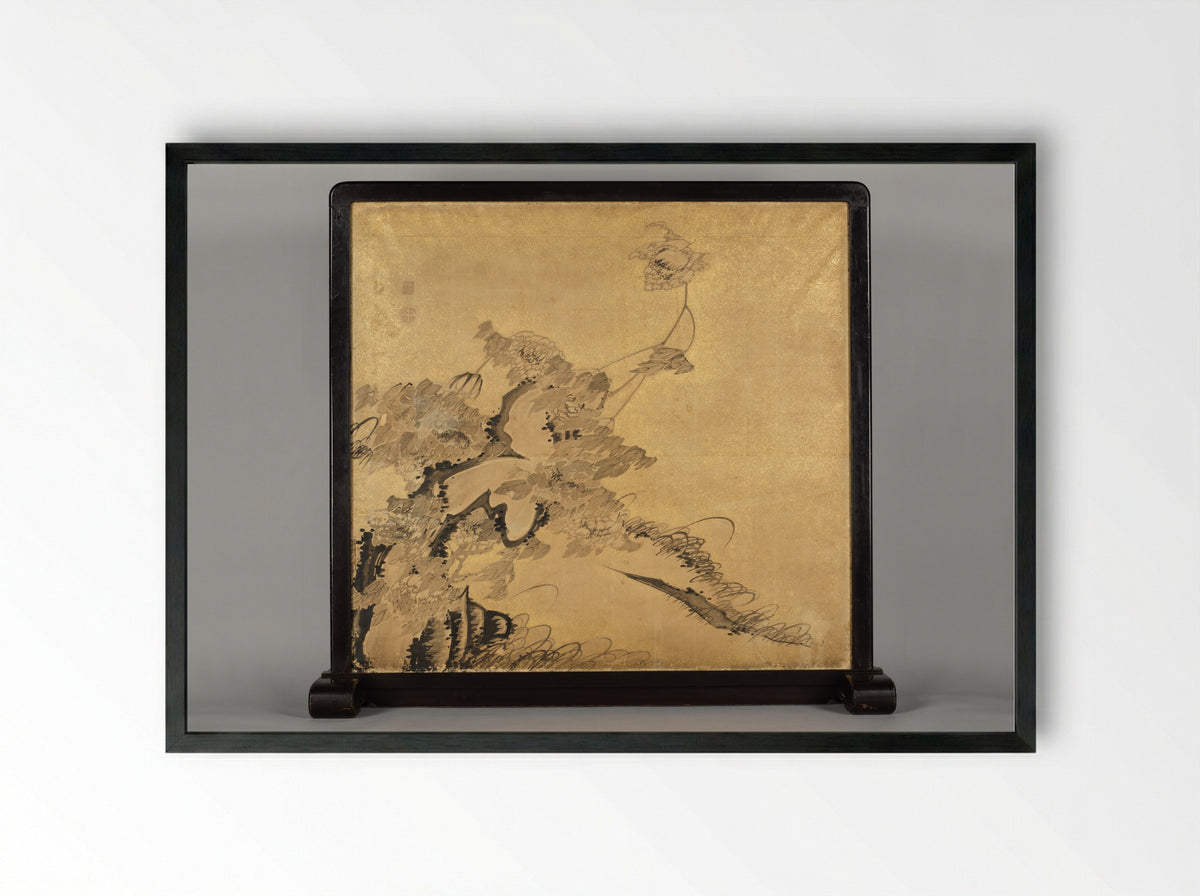 Crabs and Peonies - Itō Jakuchū - Framed Print Black