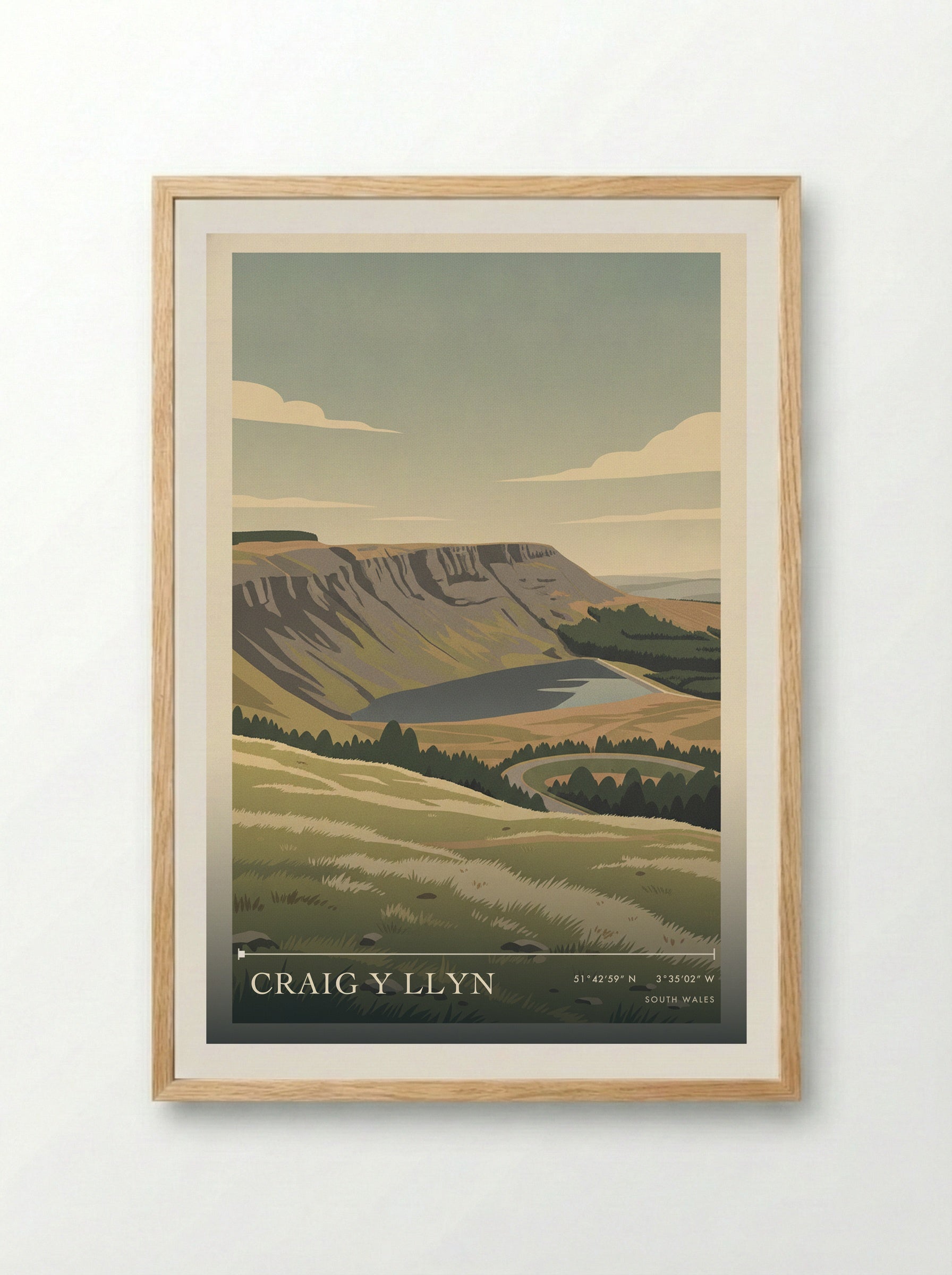 Craig y Llyn South Wales Wales Travel Poster - Framed Print Wood