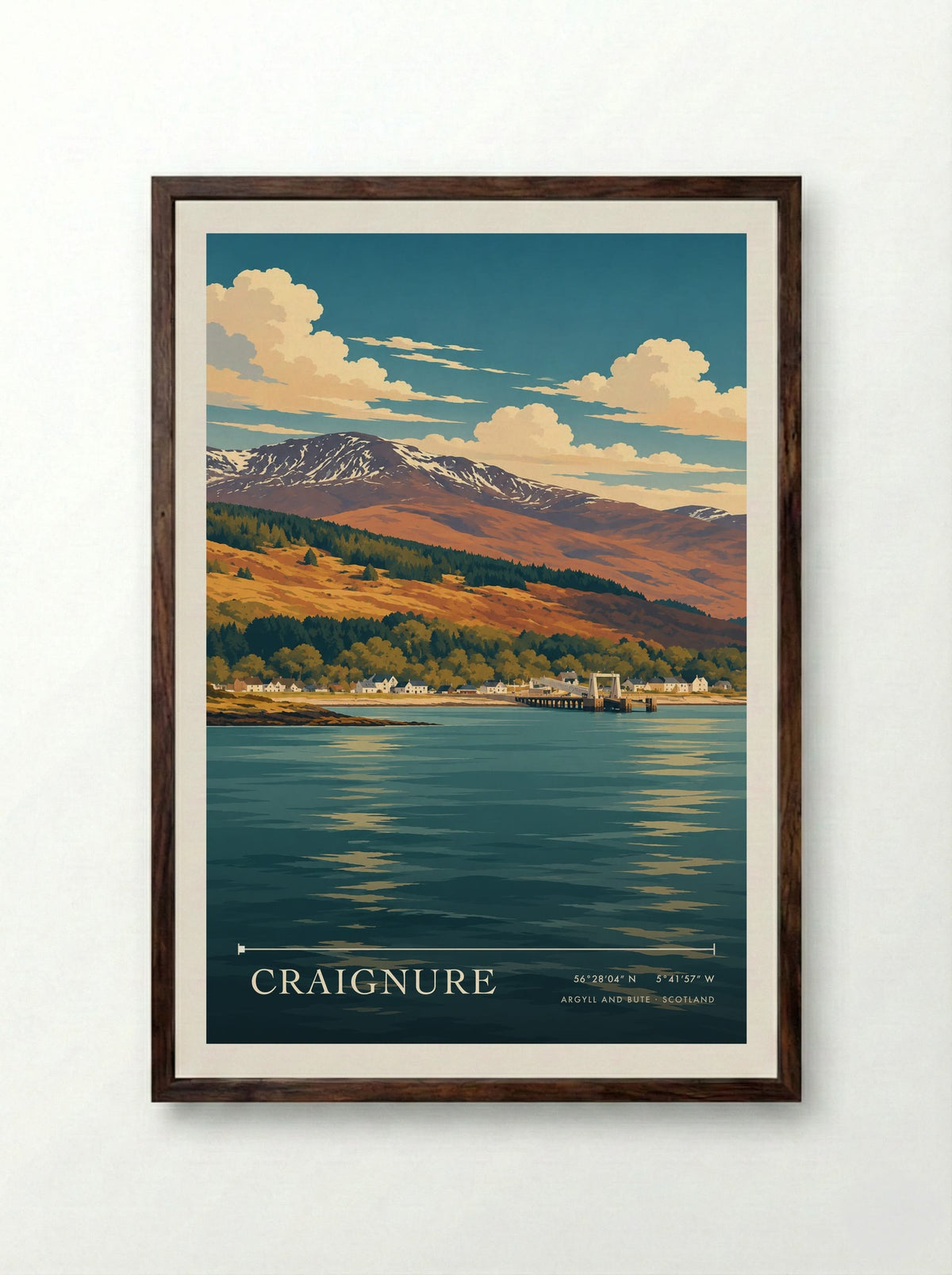 Craignure, Argyll and Bute | Travel Poster - Framed Print Dark Wood