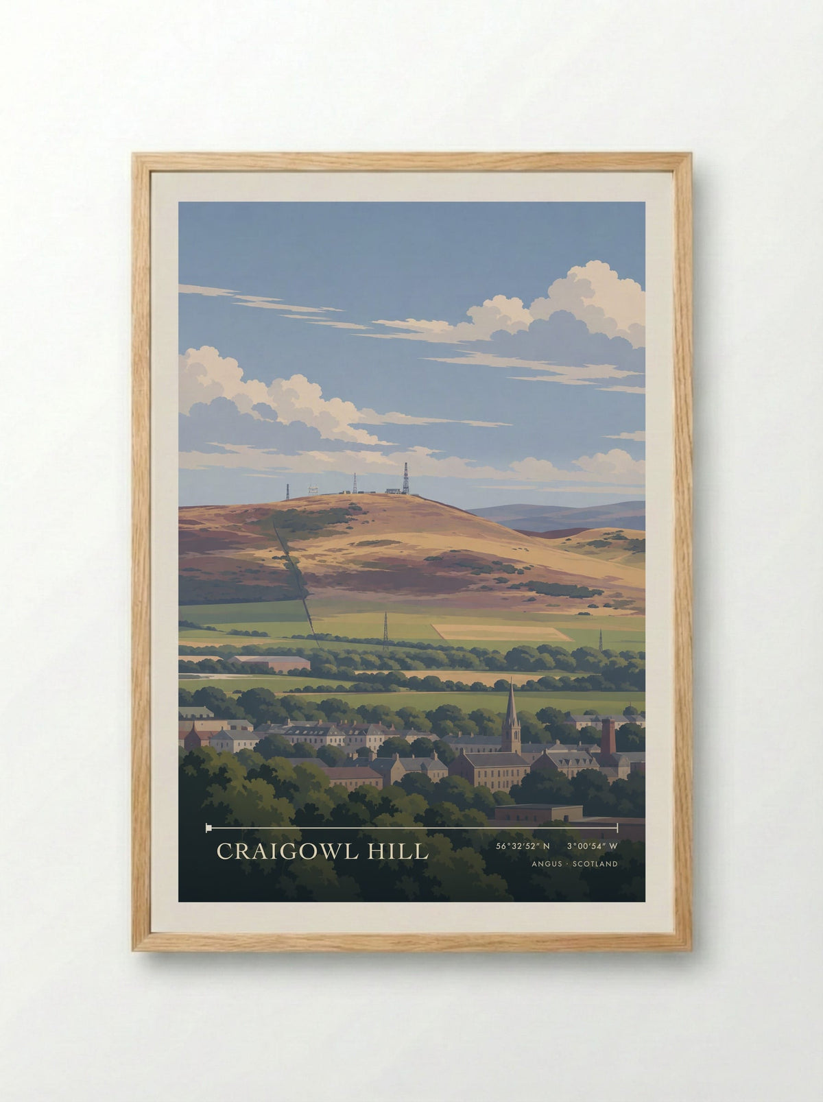 Craigowl Hill, Angus | Travel Poster - Framed Print Wood