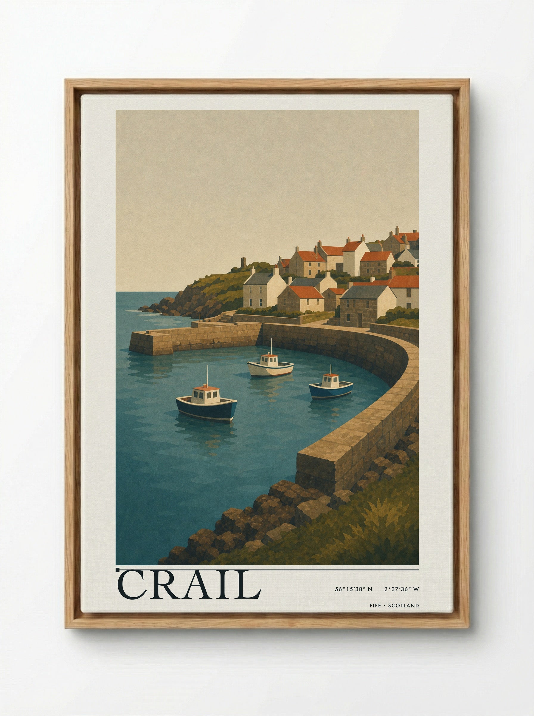 Crail Fife Travel Poster - Framed Canvas Wood