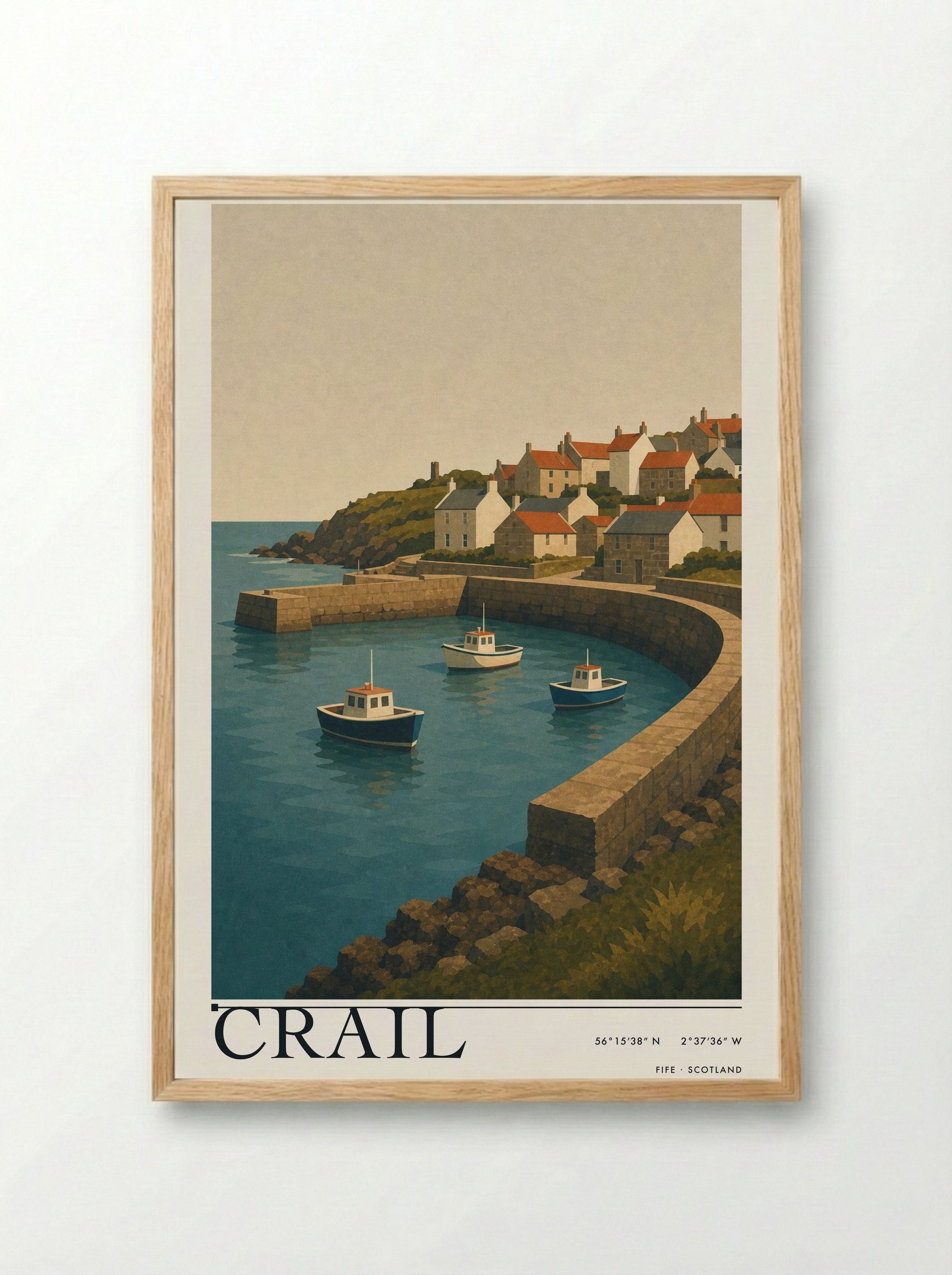 Crail Fife Travel Poster - Framed Print Wood