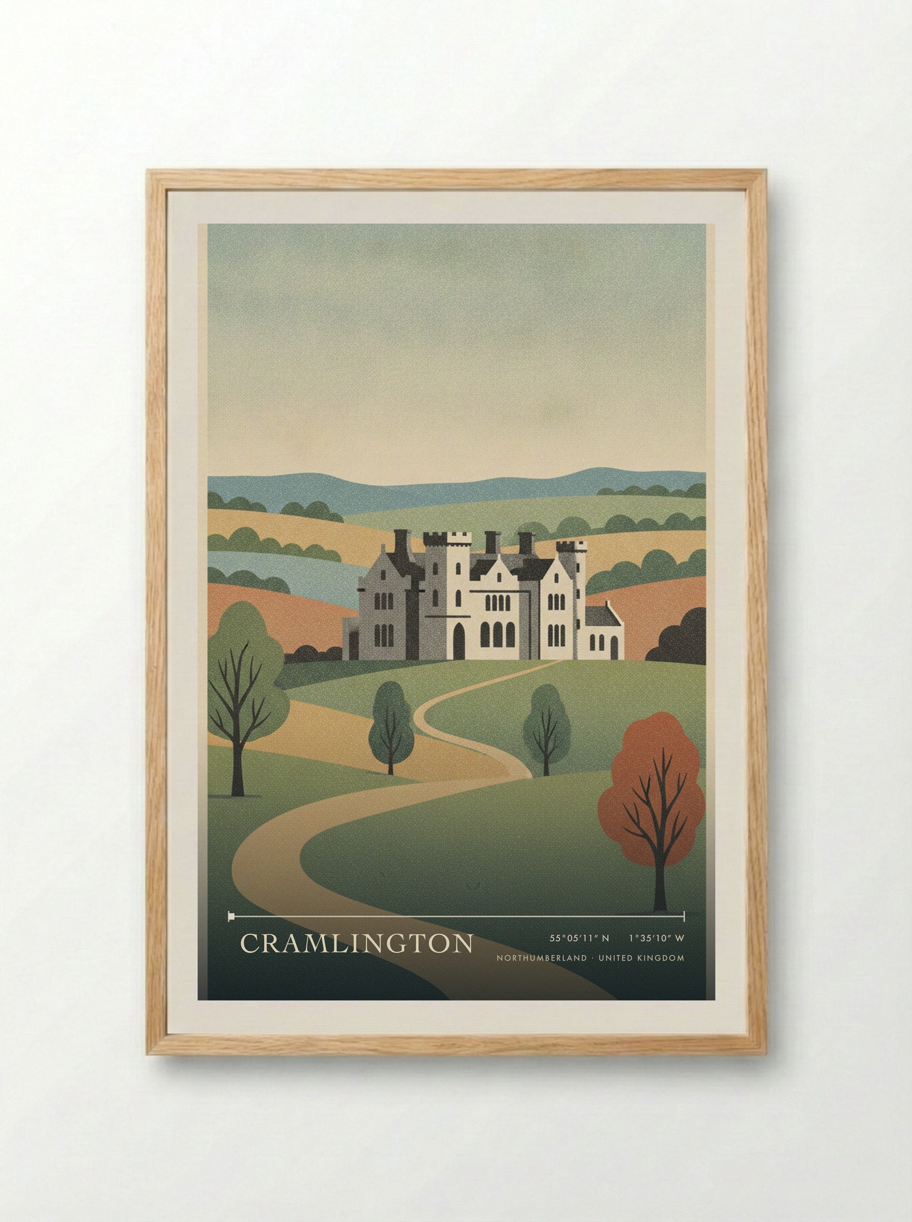 Cramlington Northumberland United Kingdom Travel Poster - Framed Print Wood