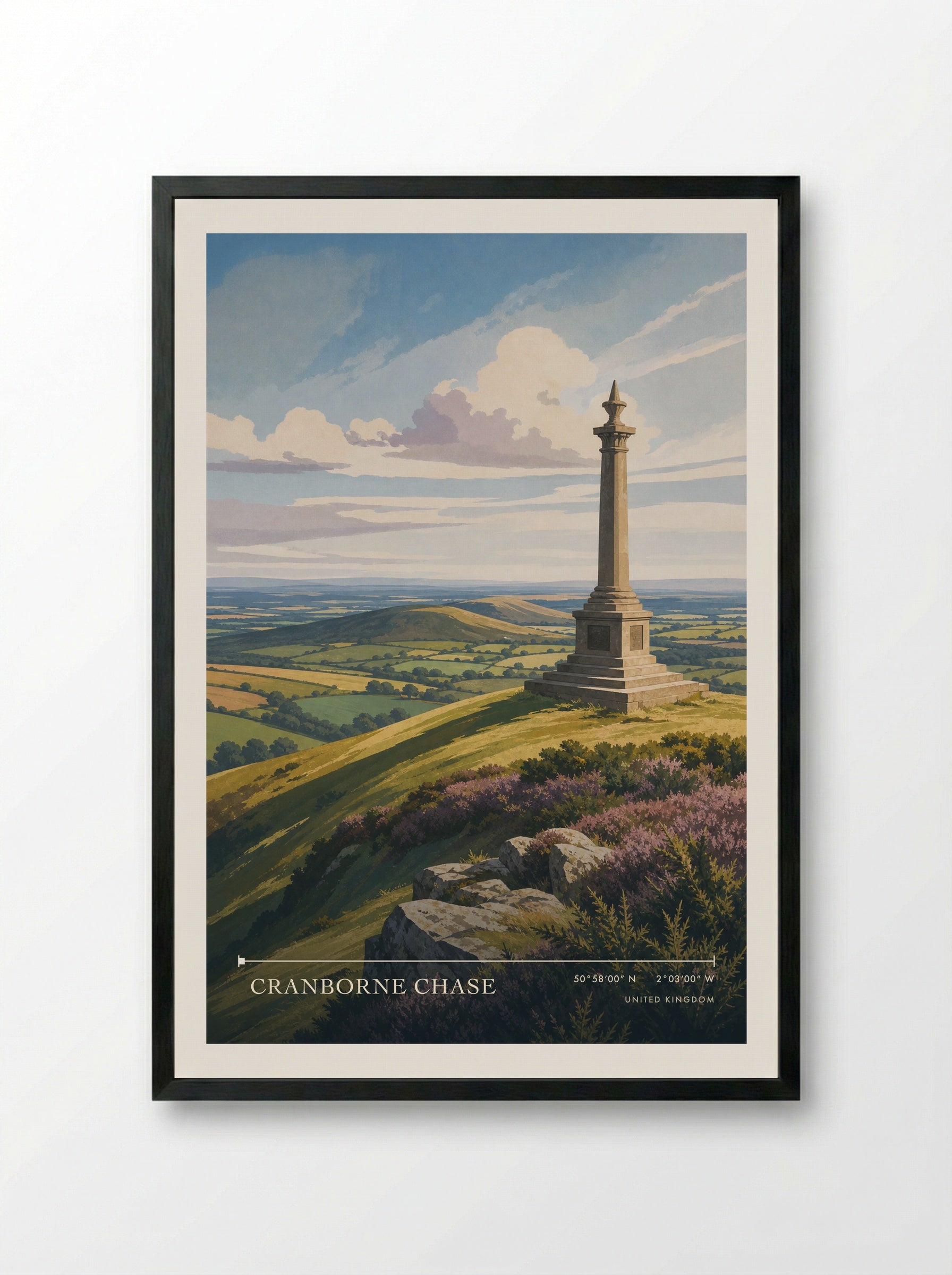 Cranborne Chase United Kingdom Travel Poster - Framed Print Black