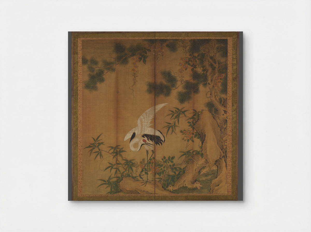 Crane, Pine, and Rock - Chen Zhaofeng - Poster
