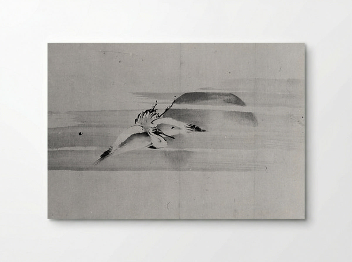Crane and Sun - Hokusai School - Poster