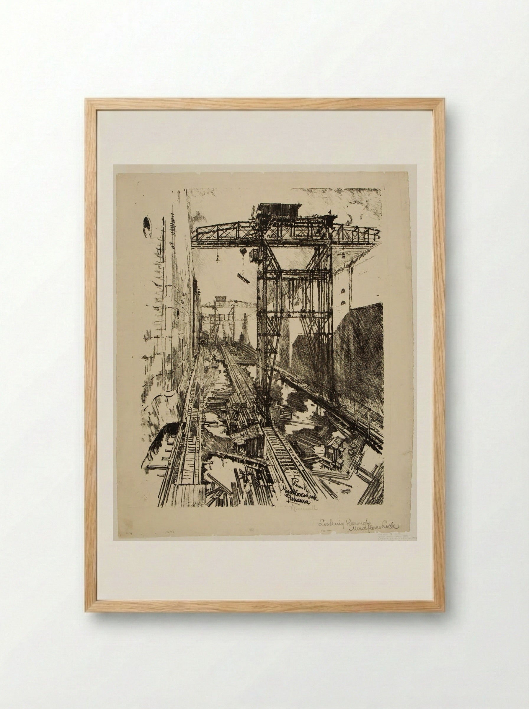 Cranes at Miraflores - Joseph Pennell - Framed Print Wood