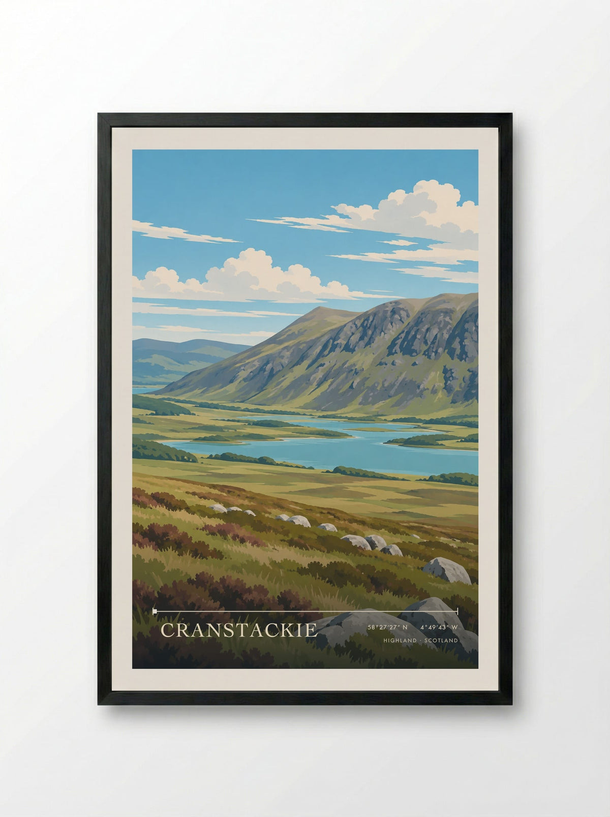 Cranstackie, Highland | Travel Poster - Framed Print Black