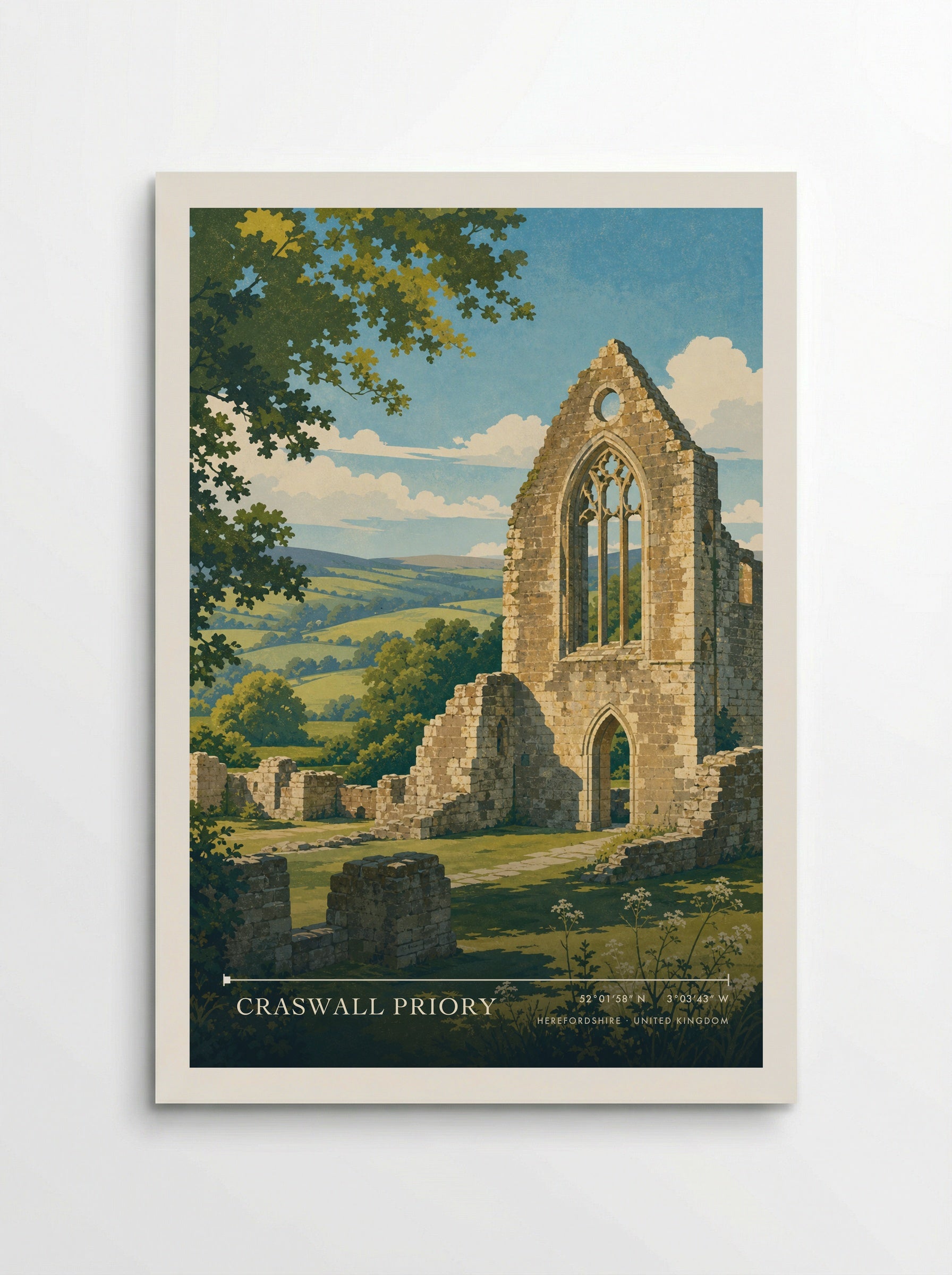 Craswall Priory Herefordshire United Kingdom Travel Poster - Poster