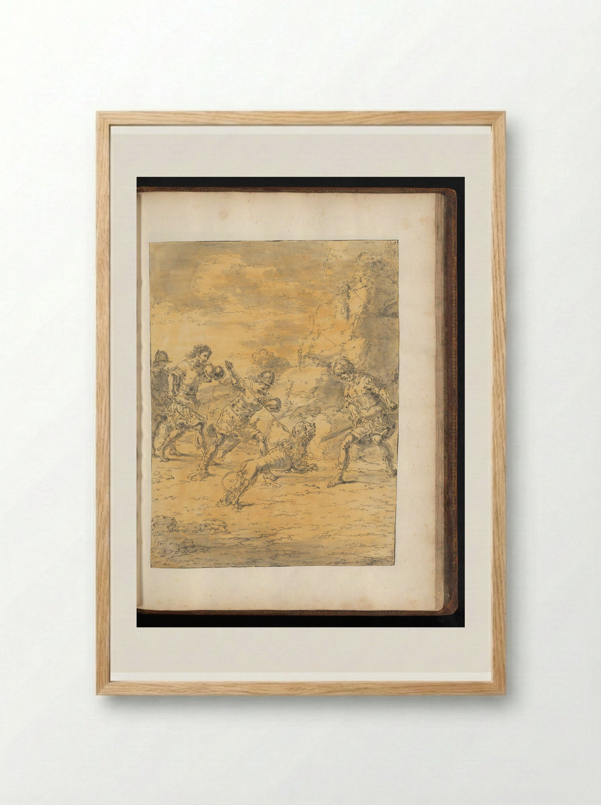 Craterus Kills the Lion Attacking Alexander the Great - Leonaert Bramer - Framed Print Wood