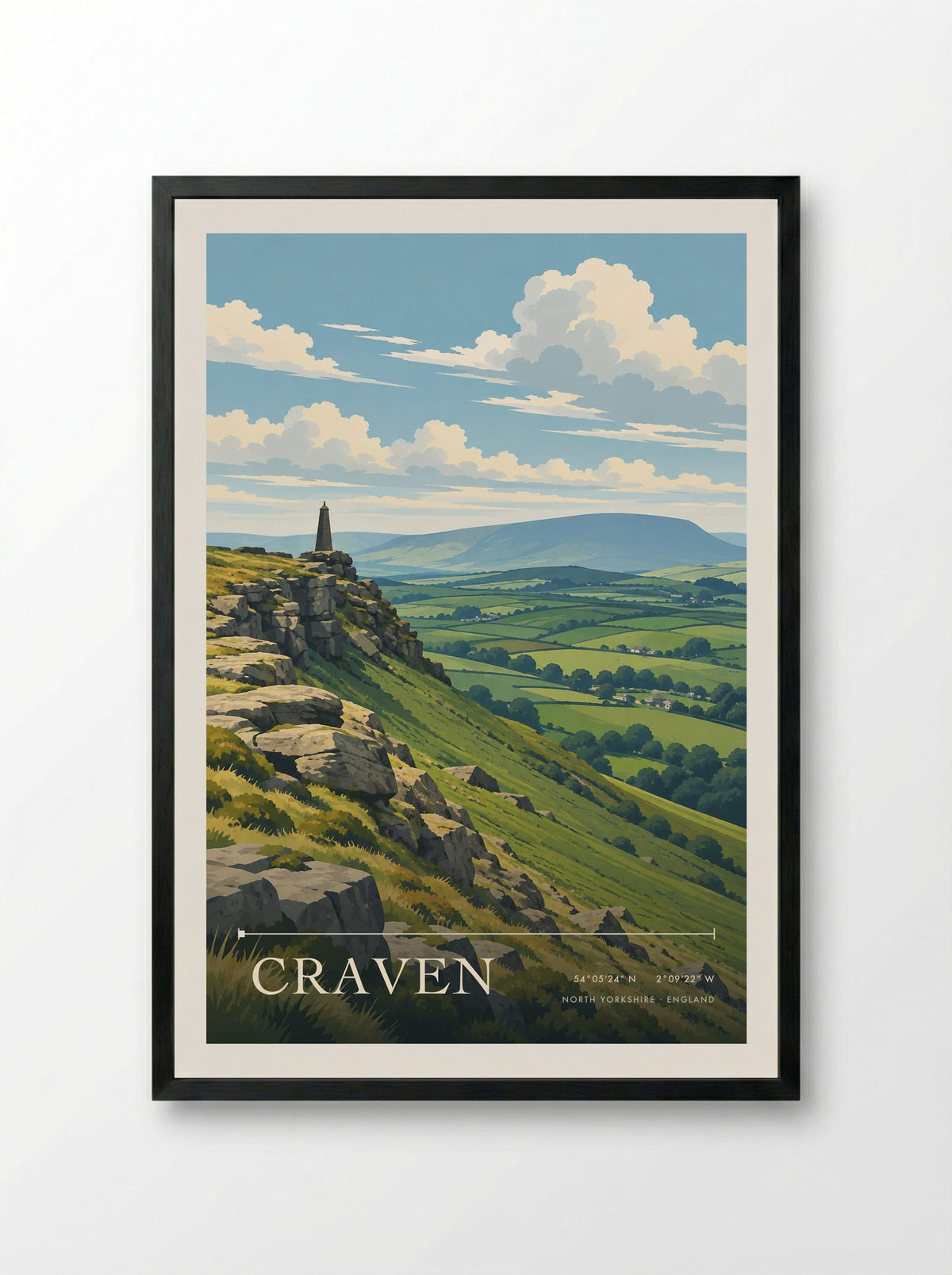 Craven, North Yorkshire | Travel Poster - Framed Print Black