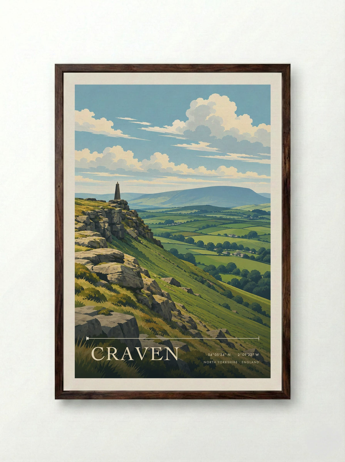 Craven, North Yorkshire | Travel Poster - Framed Print Dark Wood