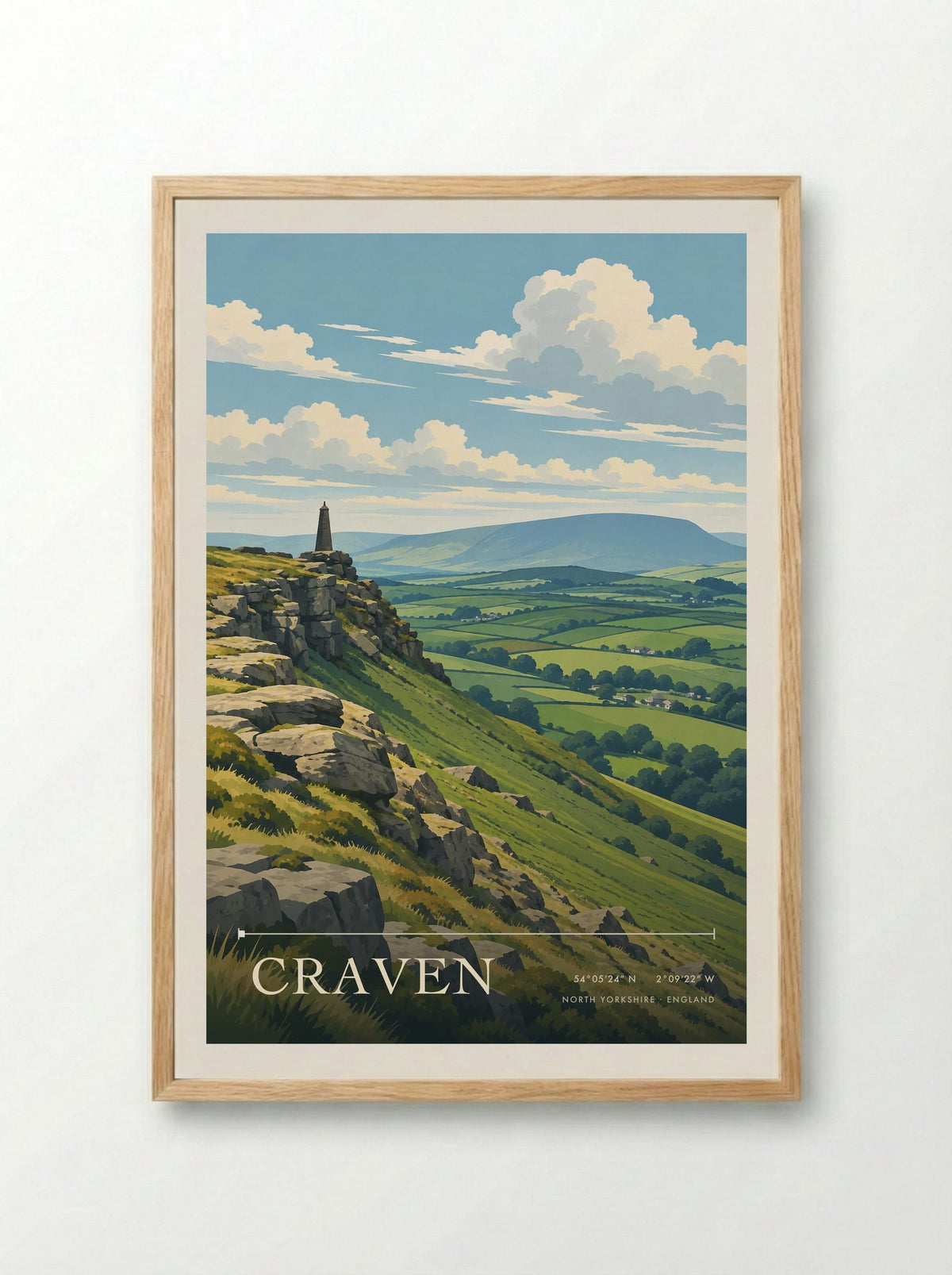 Craven, North Yorkshire | Travel Poster - Framed Print Wood