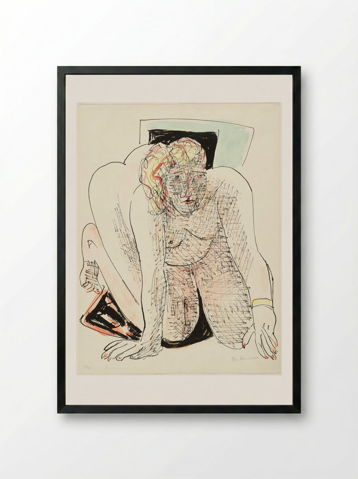 Crawling Woman - Max Beckmann - Framed Print Black
