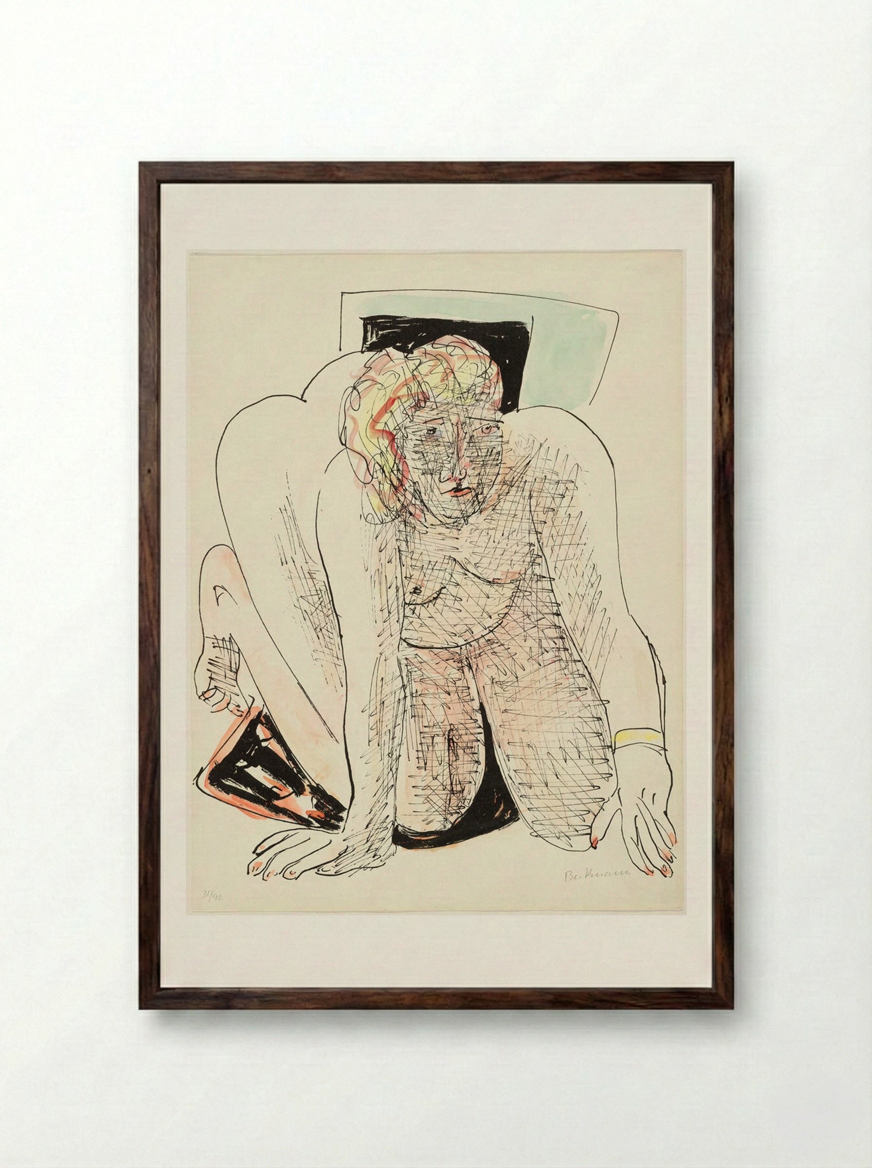 Crawling Woman - Max Beckmann - Framed Print Dark Wood