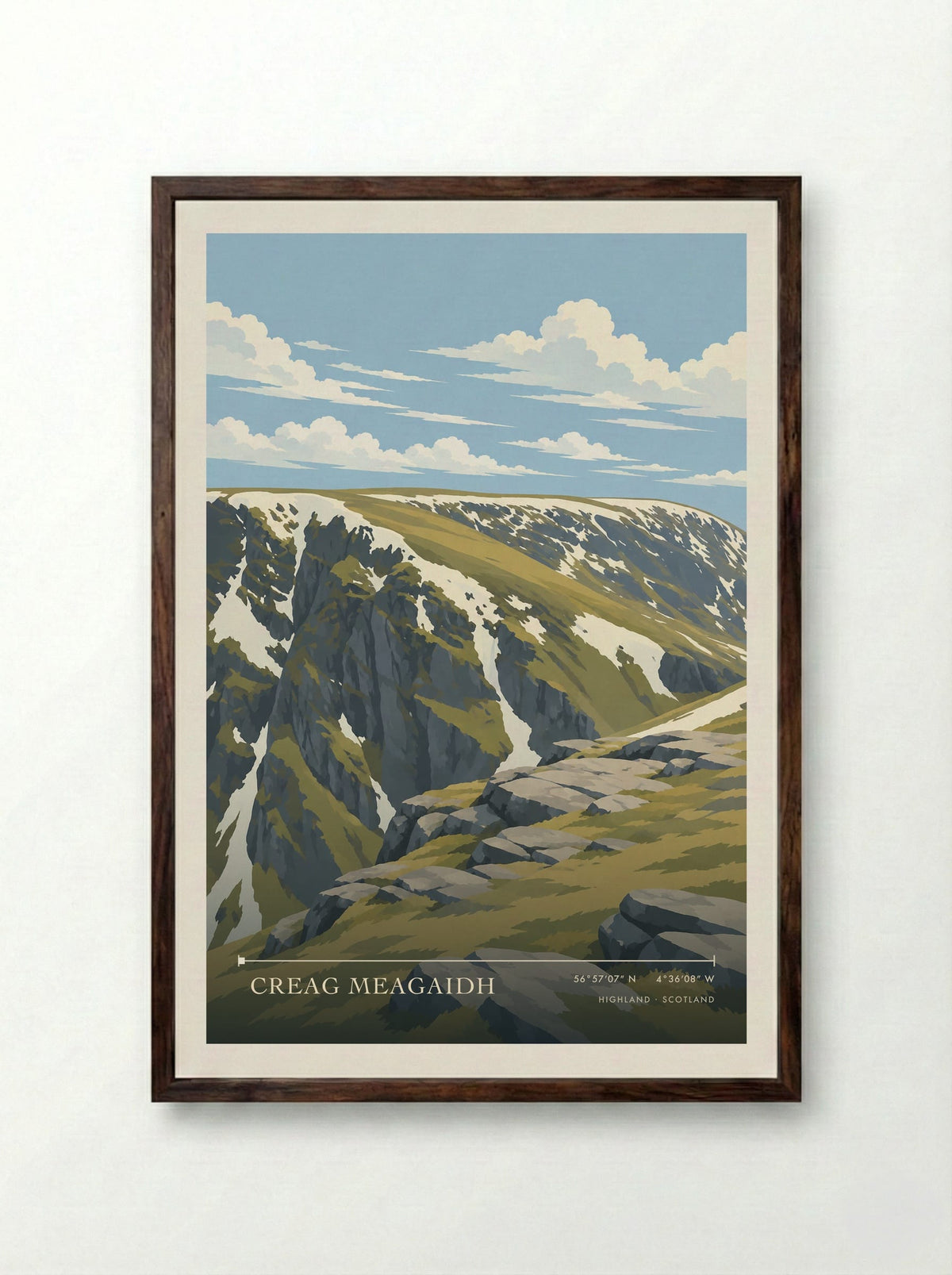 Creag Meagaidh, Highland | Travel Poster - Framed Print Dark Wood