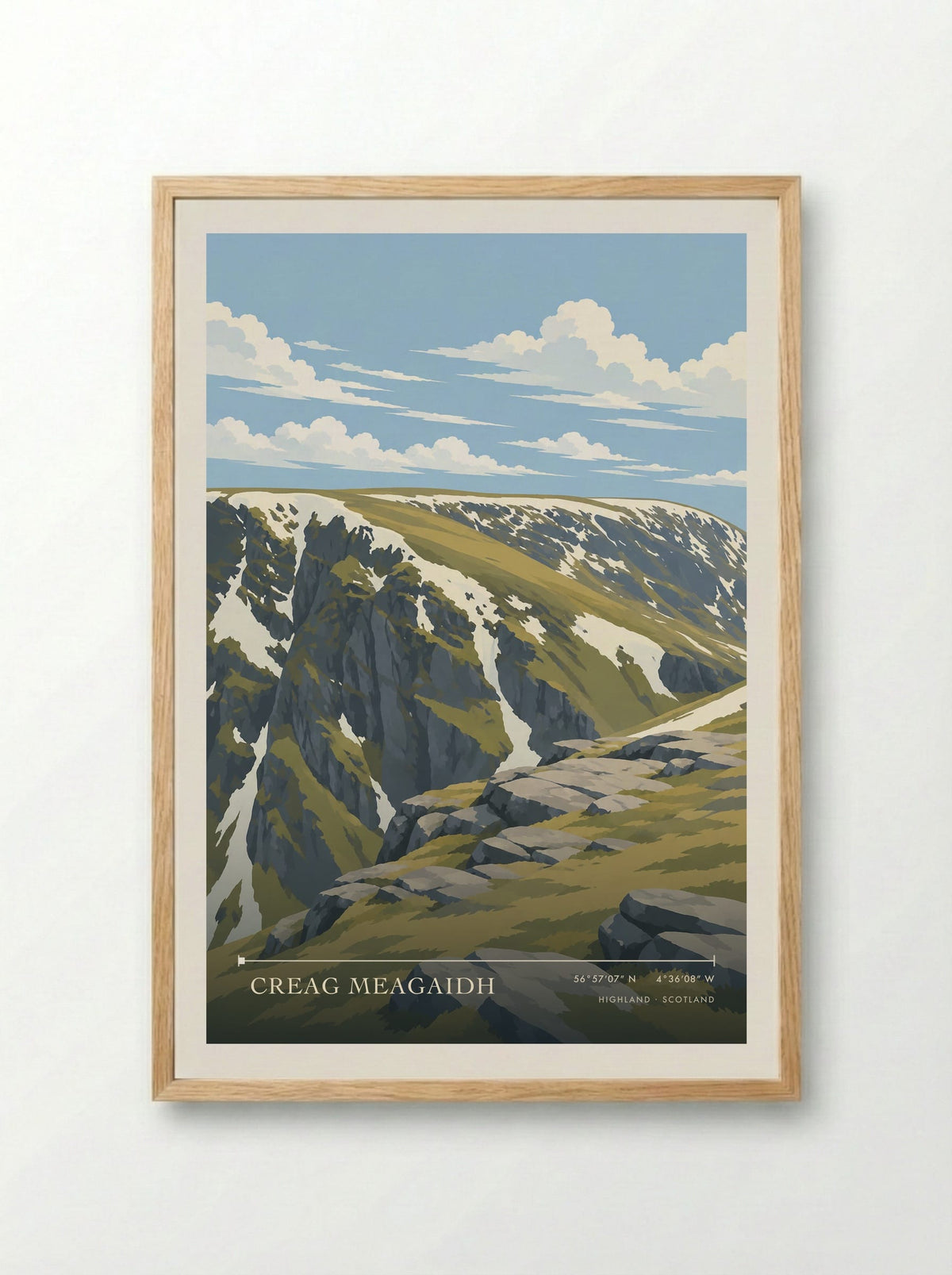 Creag Meagaidh, Highland | Travel Poster - Framed Print Wood
