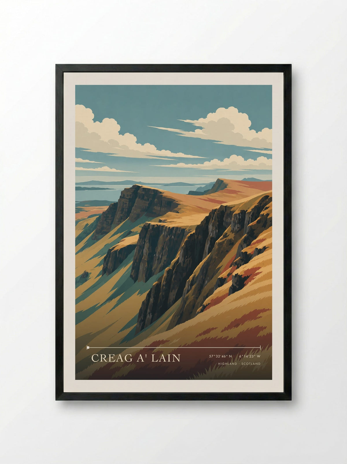 Creag a' Lain, Highland | Travel Poster - Framed Print Black