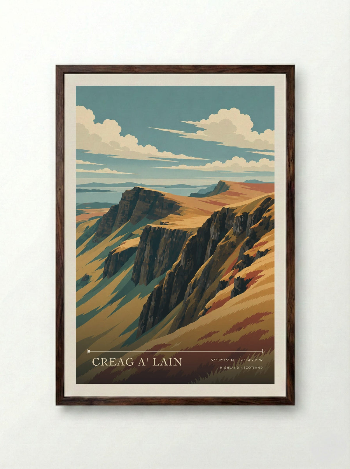 Creag a' Lain, Highland | Travel Poster - Framed Print Dark Wood
