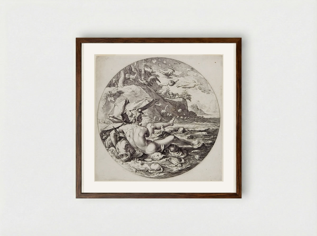 Creation of the World: Day Five - Jan Harmensz. Muller - Framed Print Dark Wood