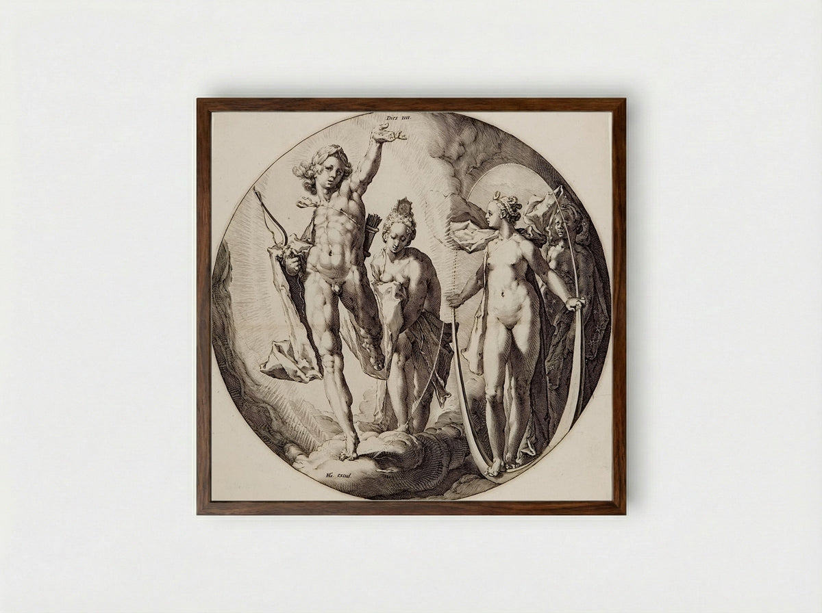 Creation of the World: Day Four - Jan Harmensz. Muller - Framed Print Dark Wood