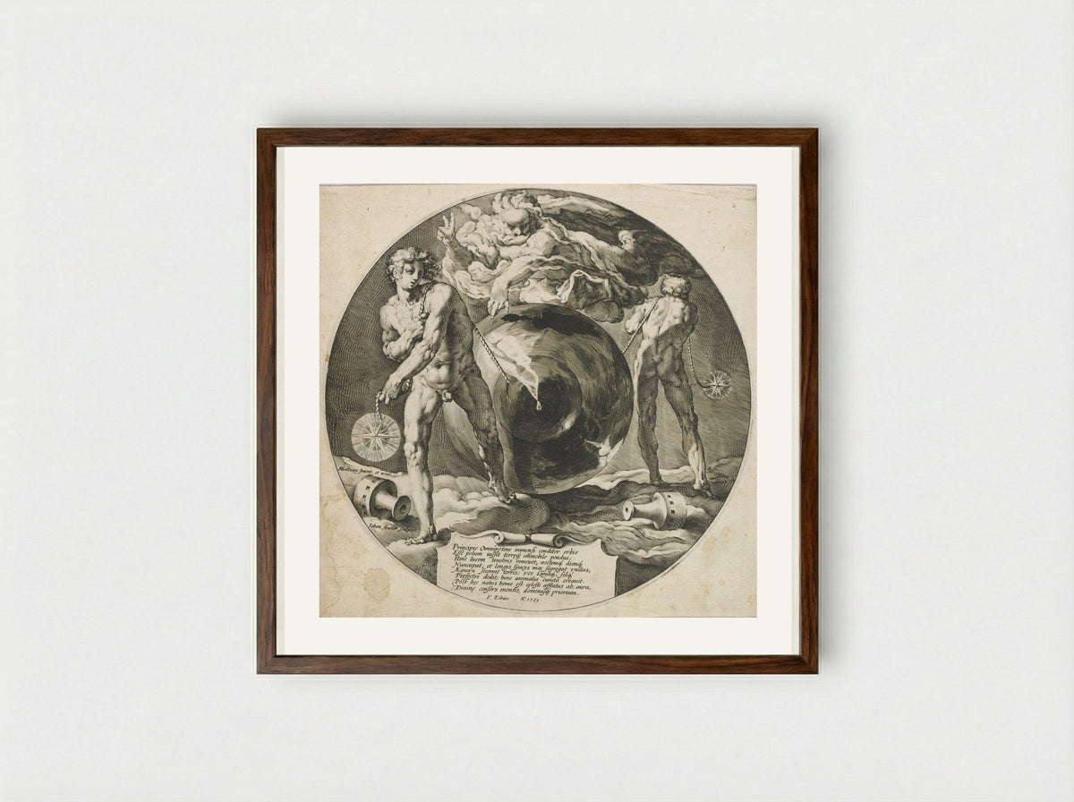 Creation of the World: Title Page - Jan Harmensz. Muller - Framed Print Dark Wood