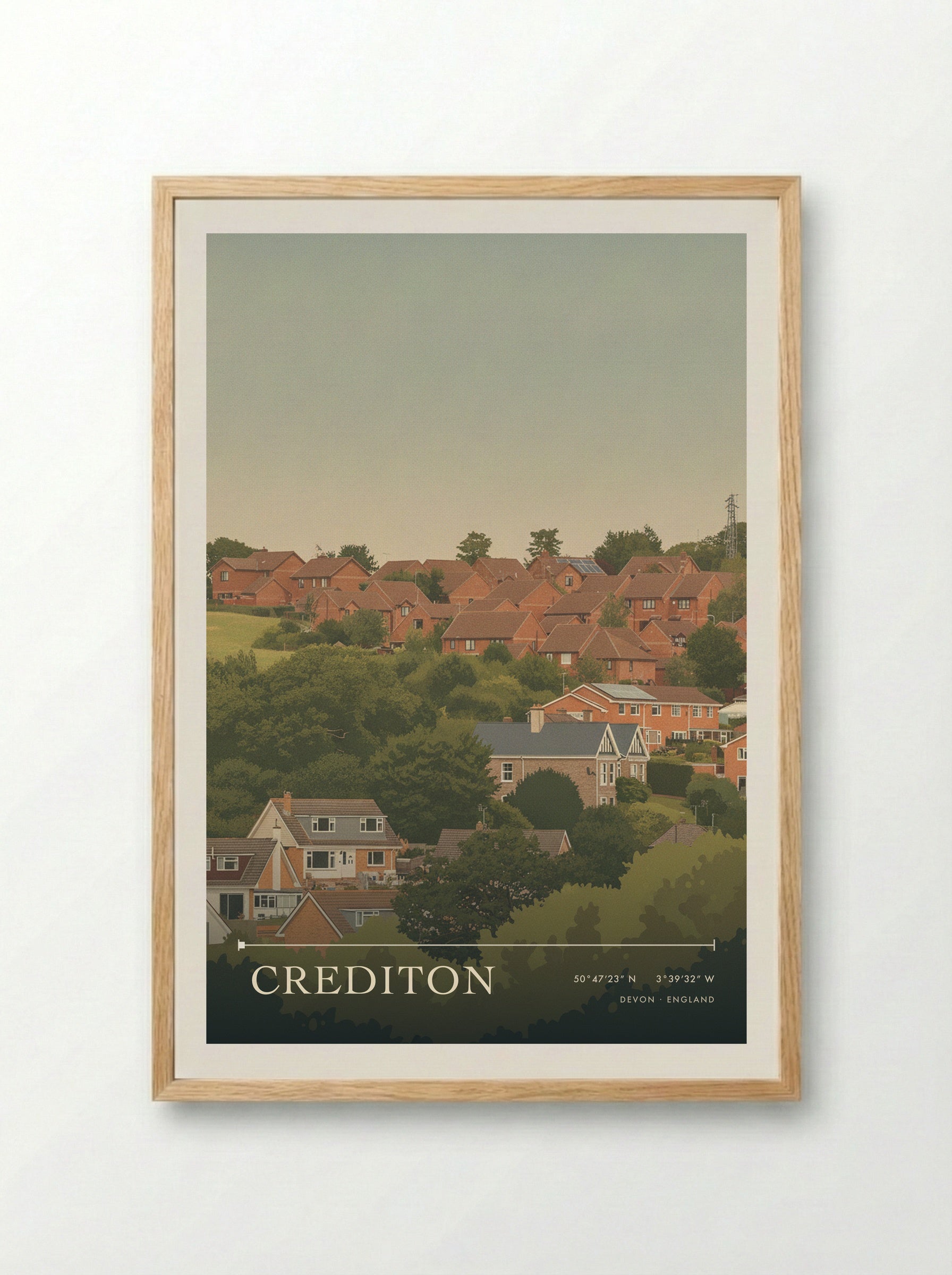 Crediton Devon England Travel Poster - Framed Print Wood