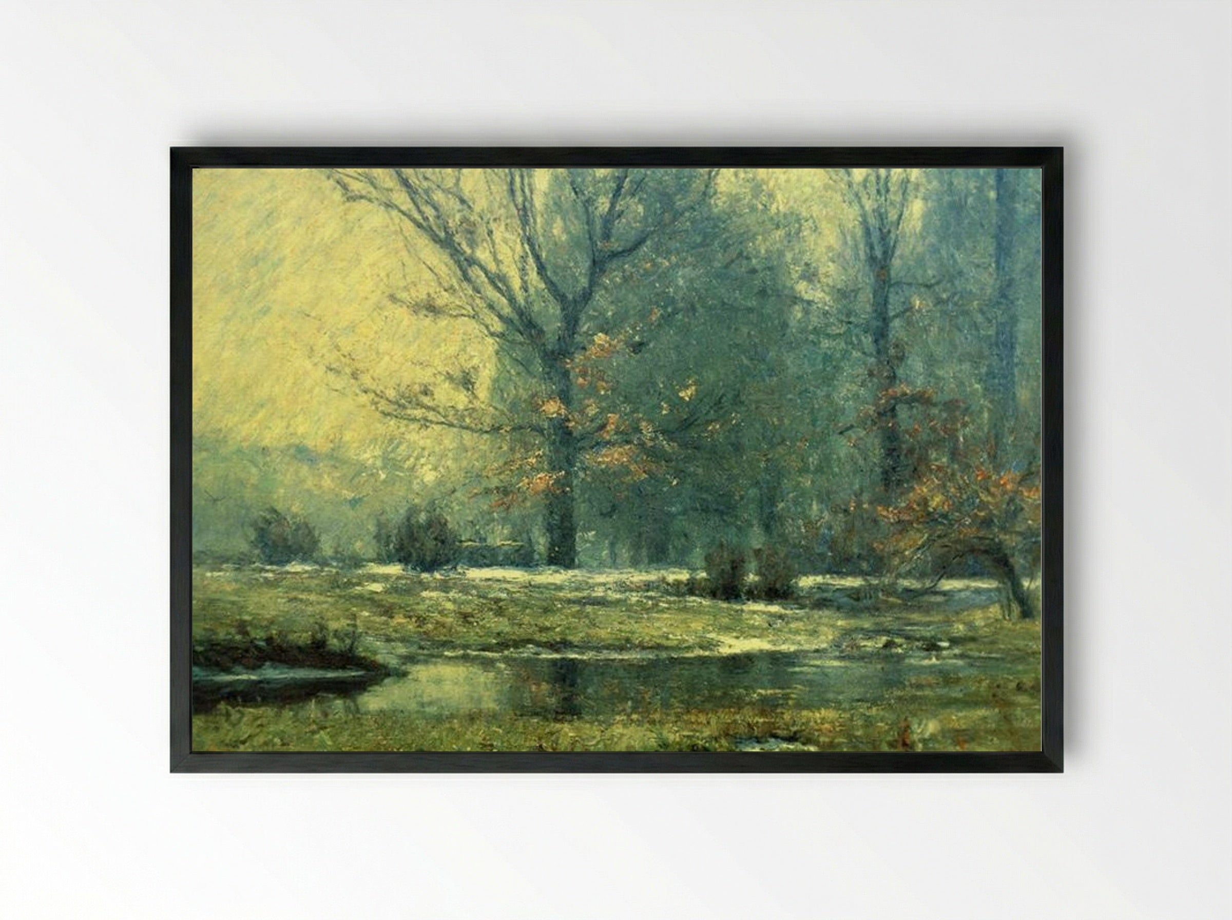 Creek in Winter - T. C. Steele - Framed Print Black