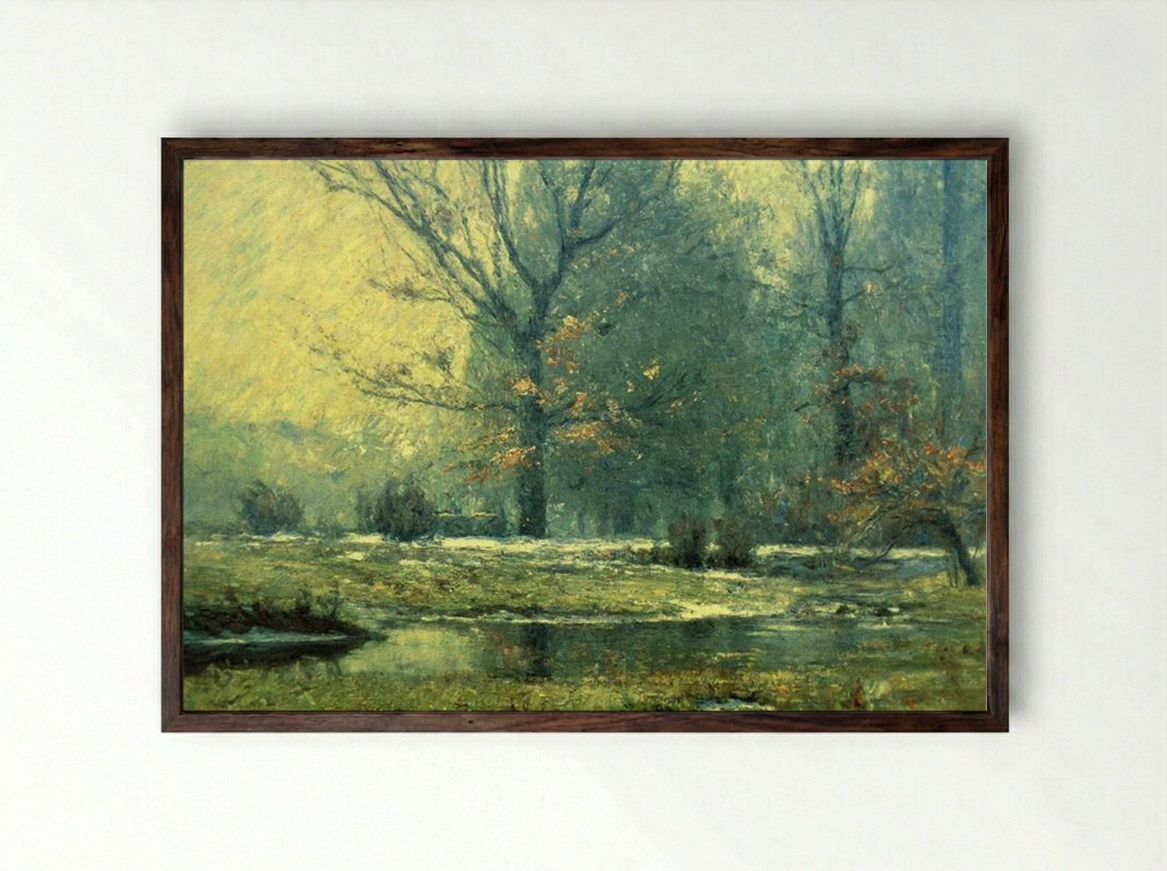 Creek in Winter - T. C. Steele - Framed Print Dark Wood