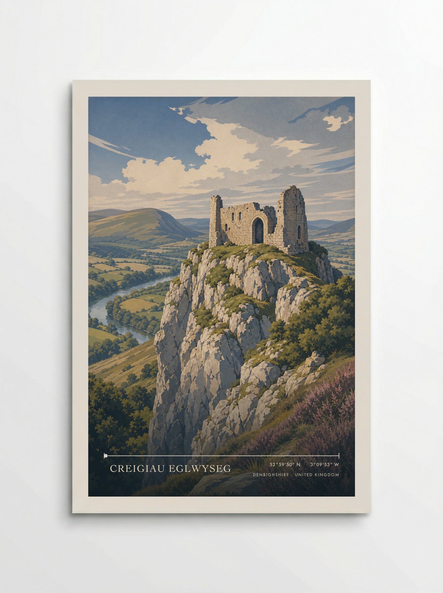 Creigiau Eglwyseg Denbighshire United Kingdom Travel Poster - Poster