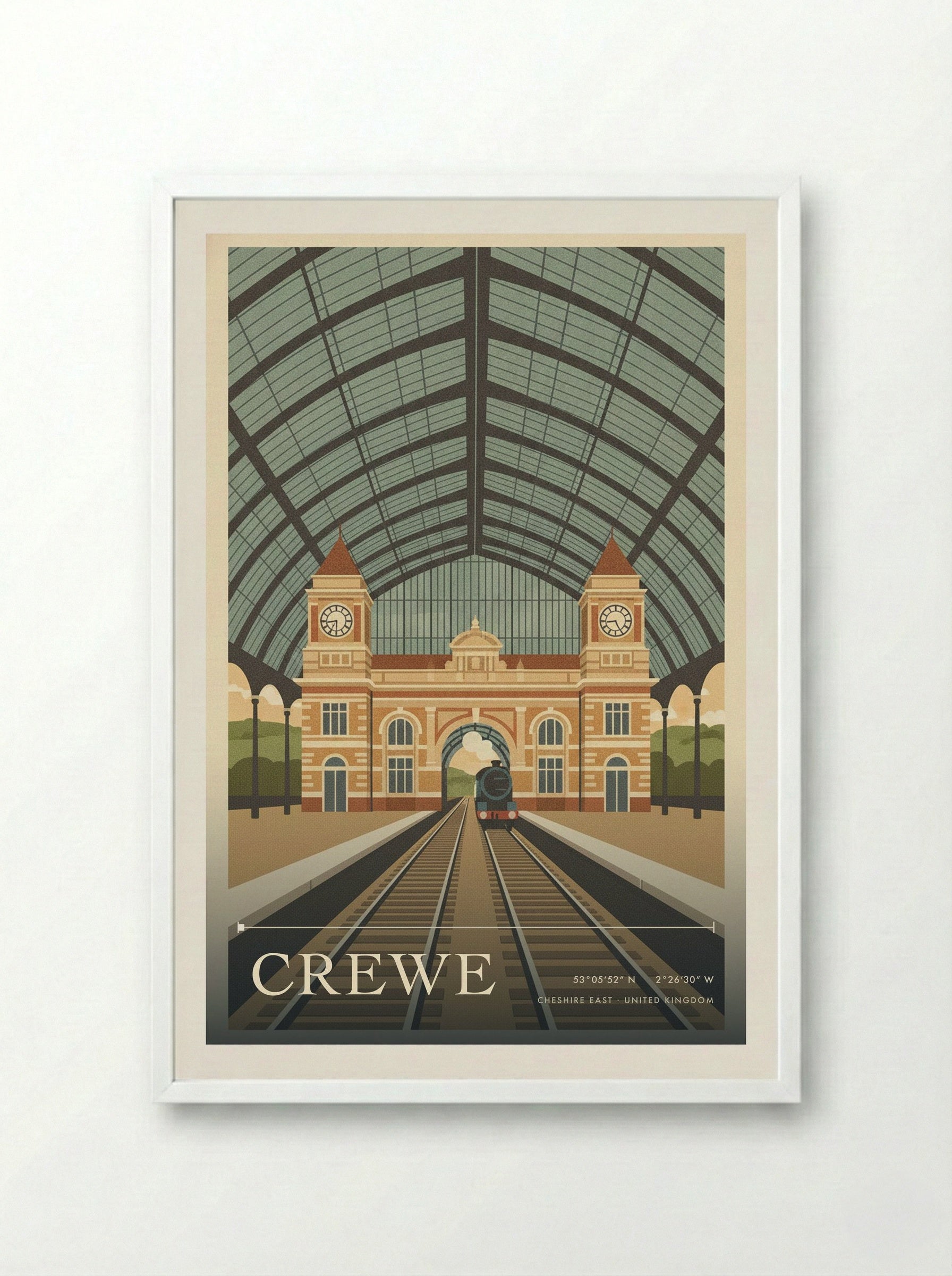 Crewe Cheshire East United Kingdom Travel Poster - Framed Print White