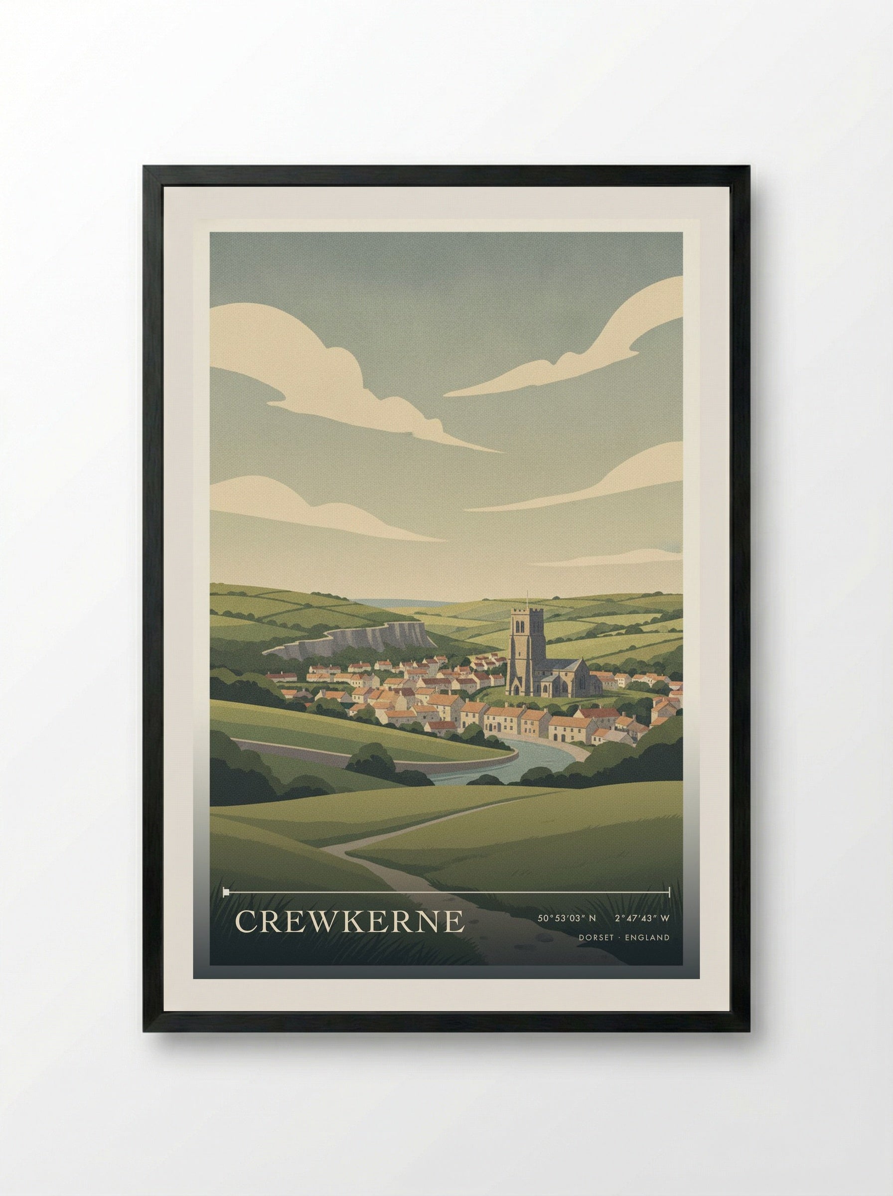 Crewkerne Dorset England Travel Poster - Framed Print Black