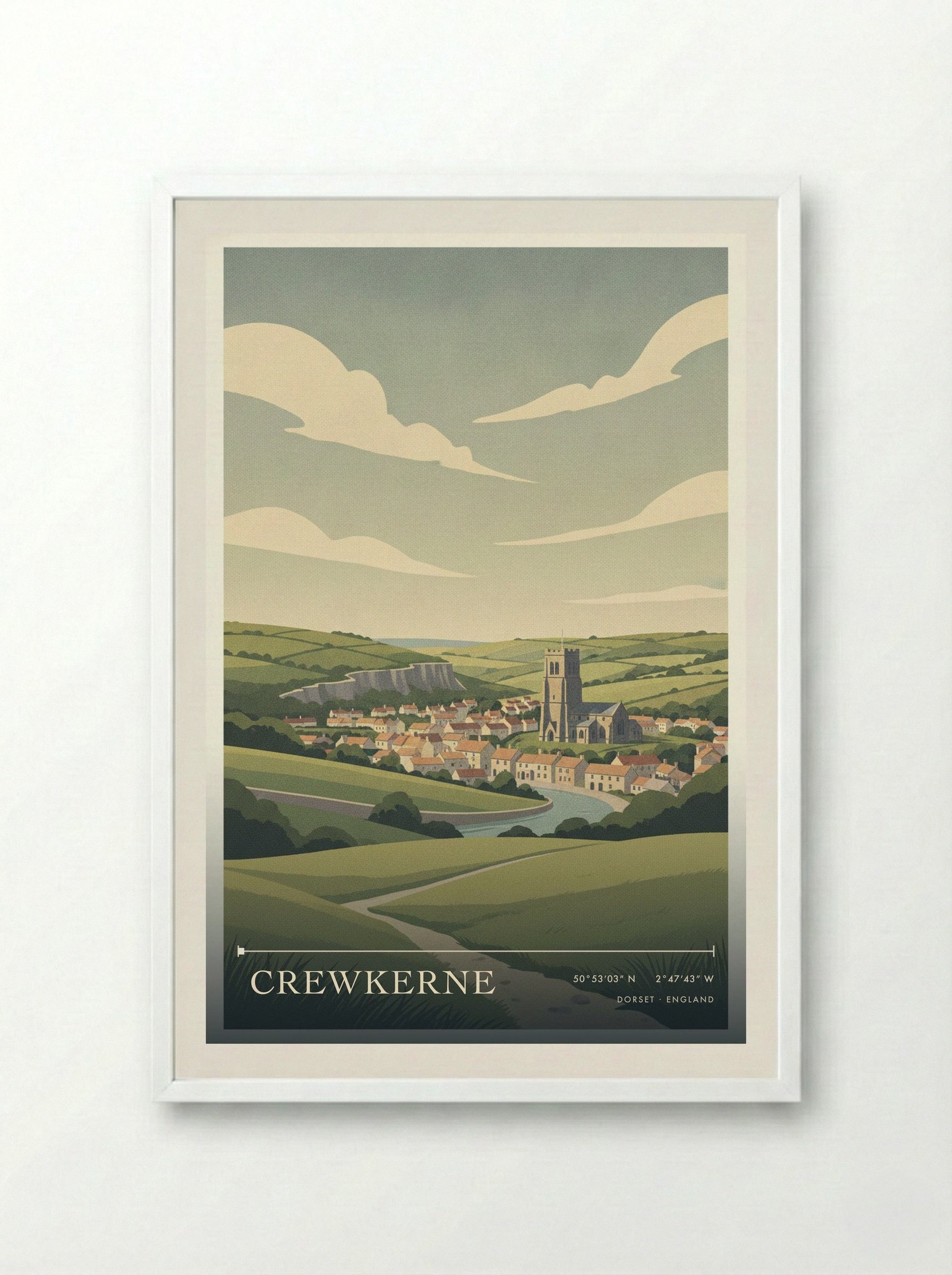 Crewkerne Dorset England Travel Poster - Framed Print White
