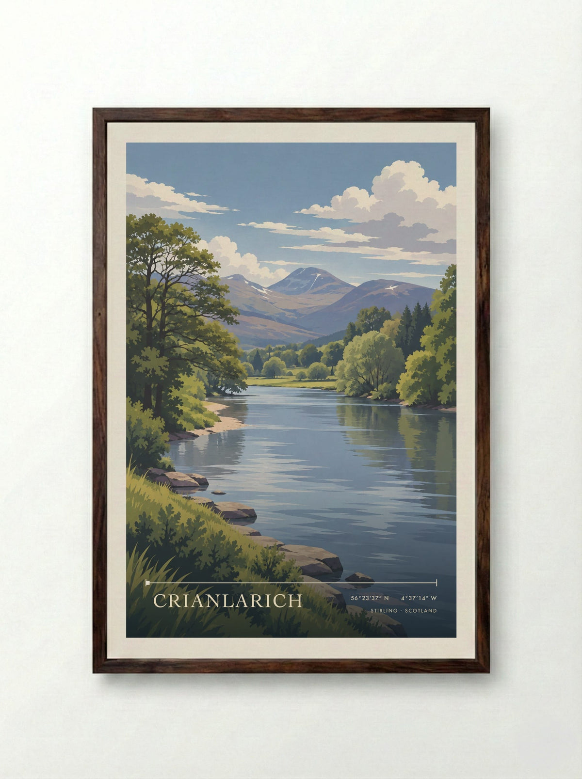 Crianlarich, Stirling | Travel Poster - Framed Print Dark Wood