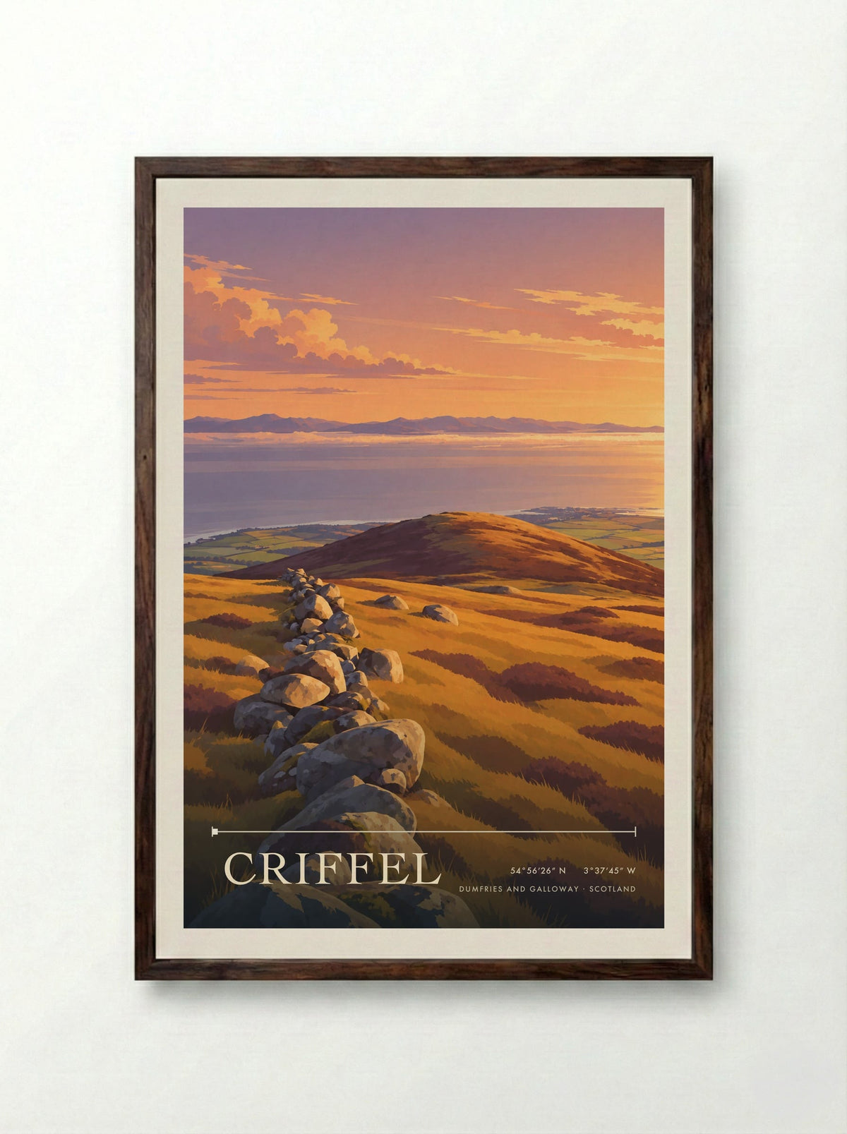 Criffel, Dumfries and Galloway | Travel Poster - Framed Print Dark Wood