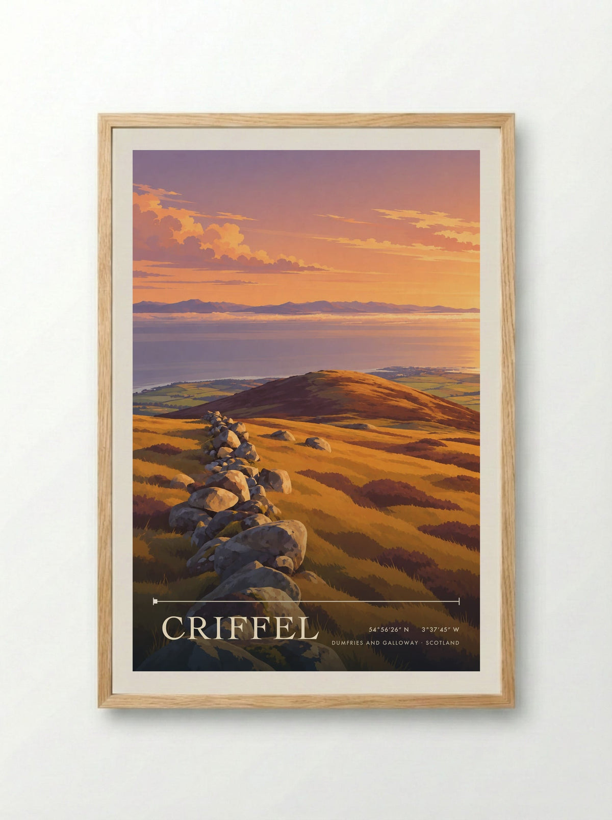 Criffel, Dumfries and Galloway | Travel Poster - Framed Print Wood