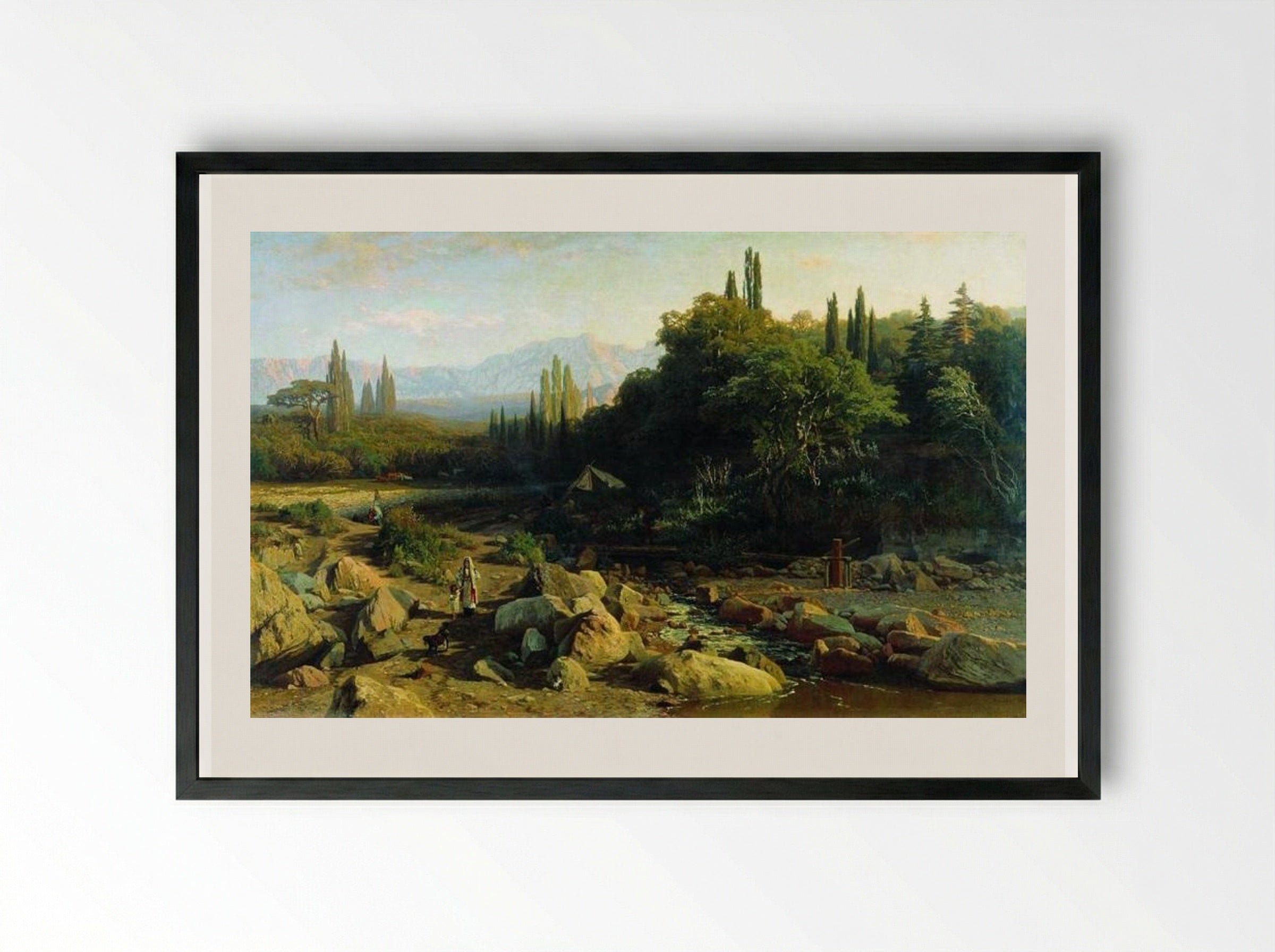 Crimea. Landscape with a river. - Volodymyr Orlovsky - Framed Print Black