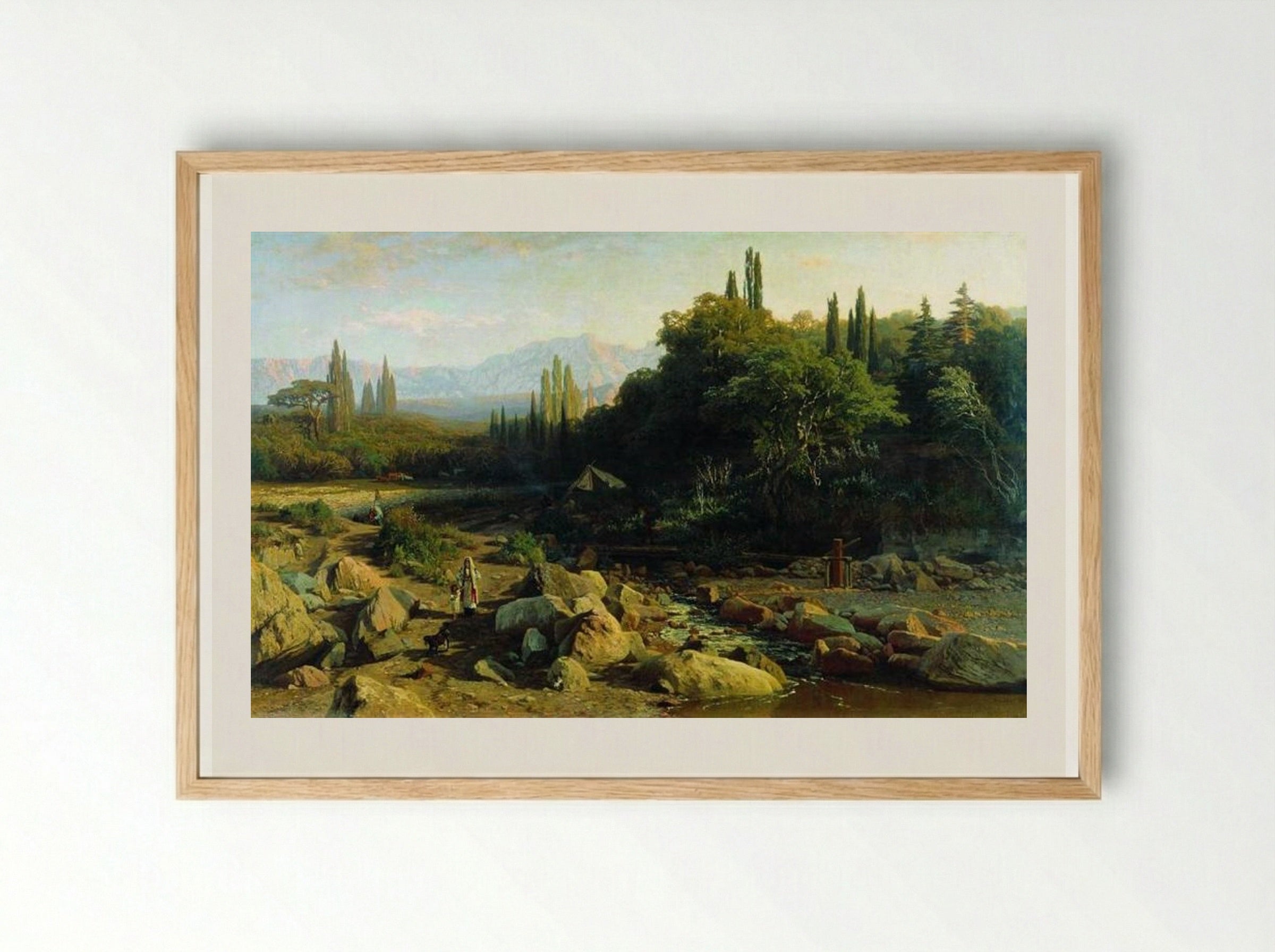 Crimea. Landscape with a river. - Volodymyr Orlovsky - Framed Print Wood
