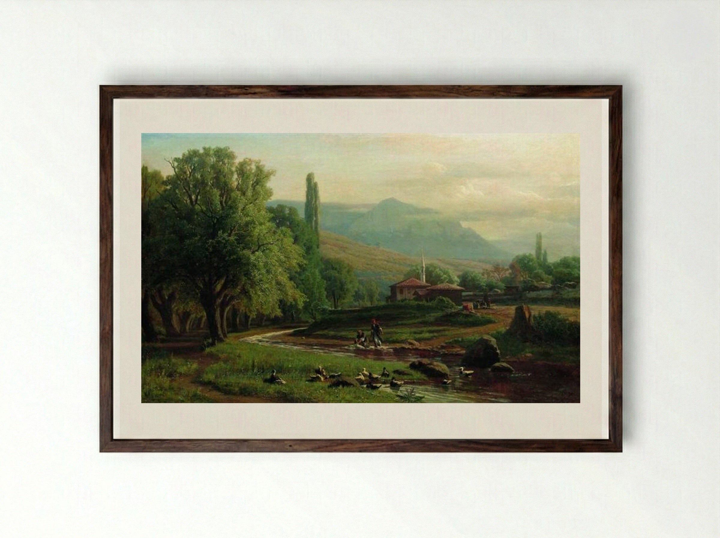 Crimean Summer Landscape - Volodymyr Orlovsky - Framed Print Dark Wood