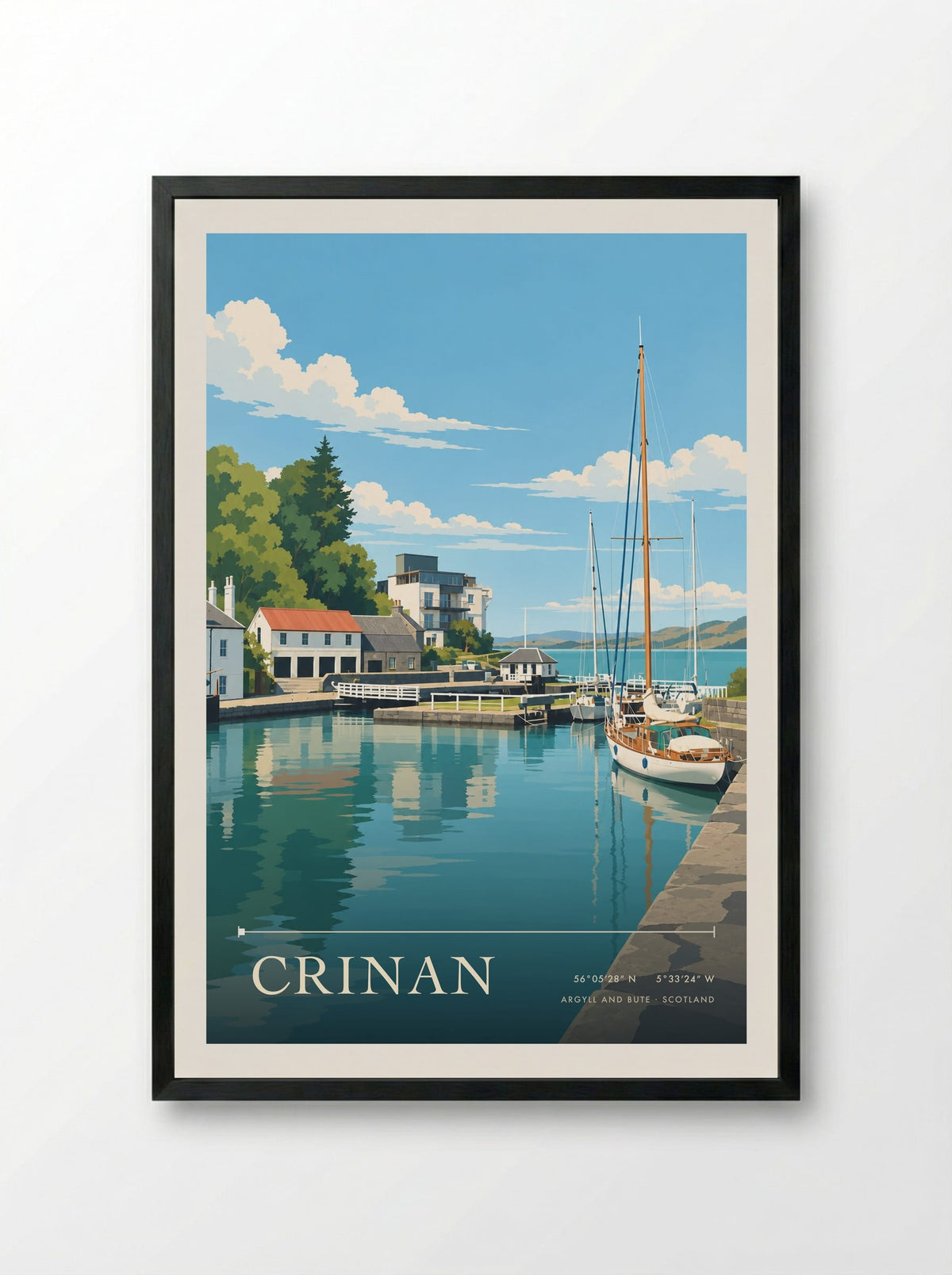 Crinan, Argyll and Bute | Travel Poster - Framed Print Black