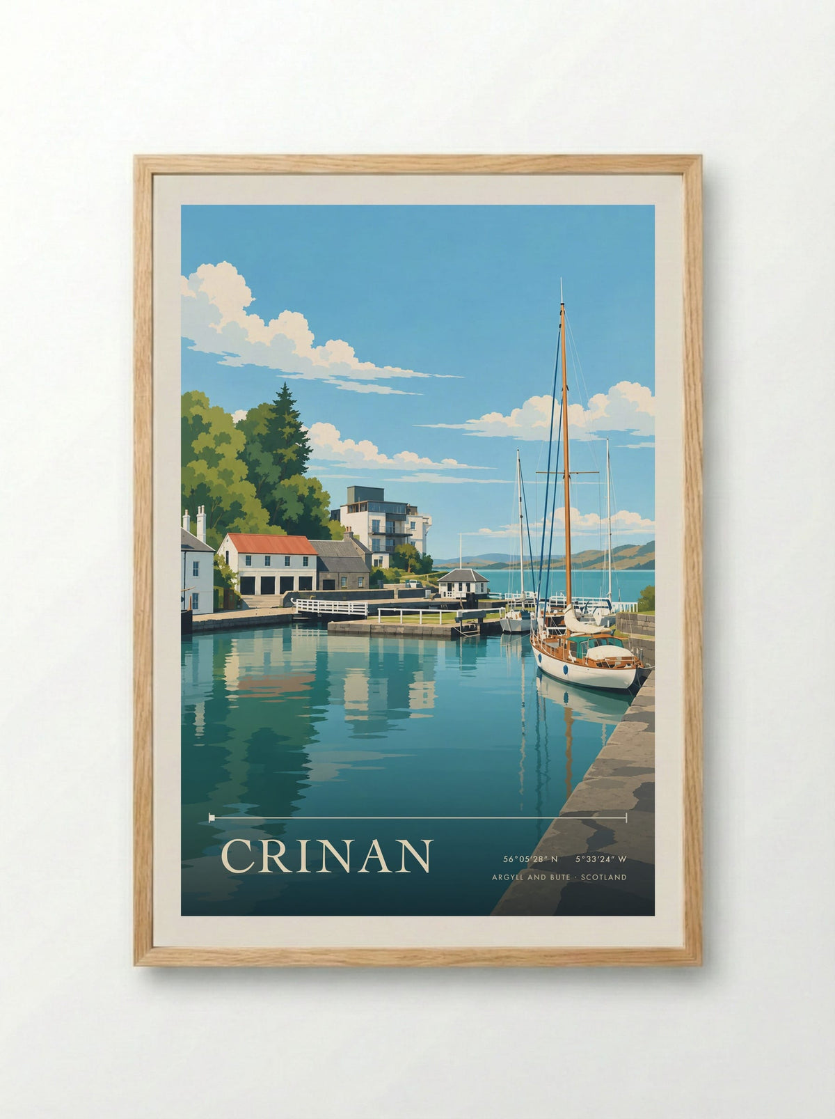 Crinan, Argyll and Bute | Travel Poster - Framed Print Wood
