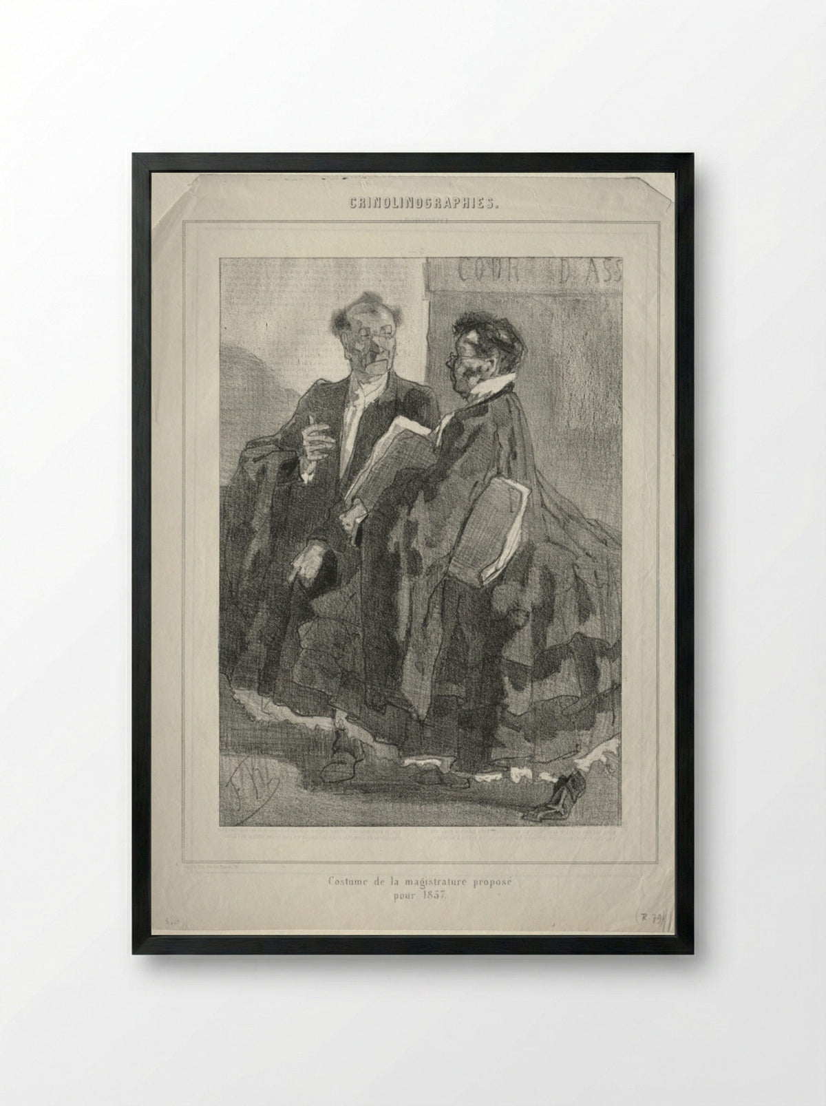 Crinolinographies (Costume de la magistrature proposé pour 1857) - Félicien Rops - Framed Print Black