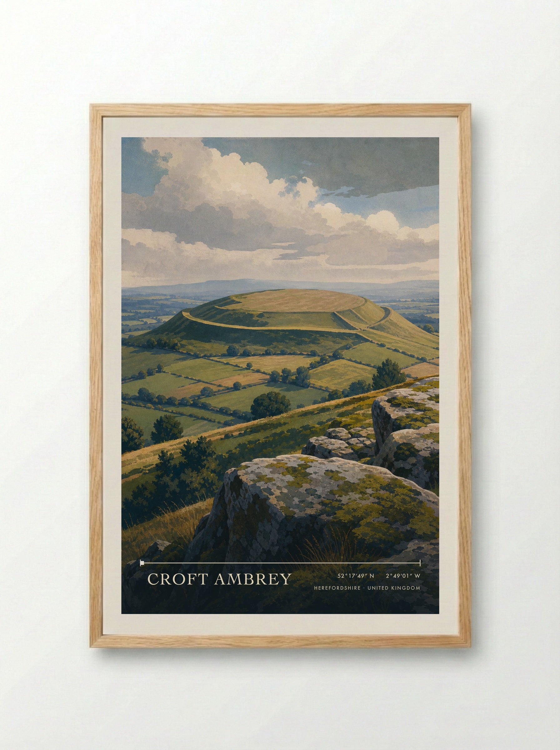 Croft Ambrey Herefordshire United Kingdom Travel Poster - Framed Print Wood