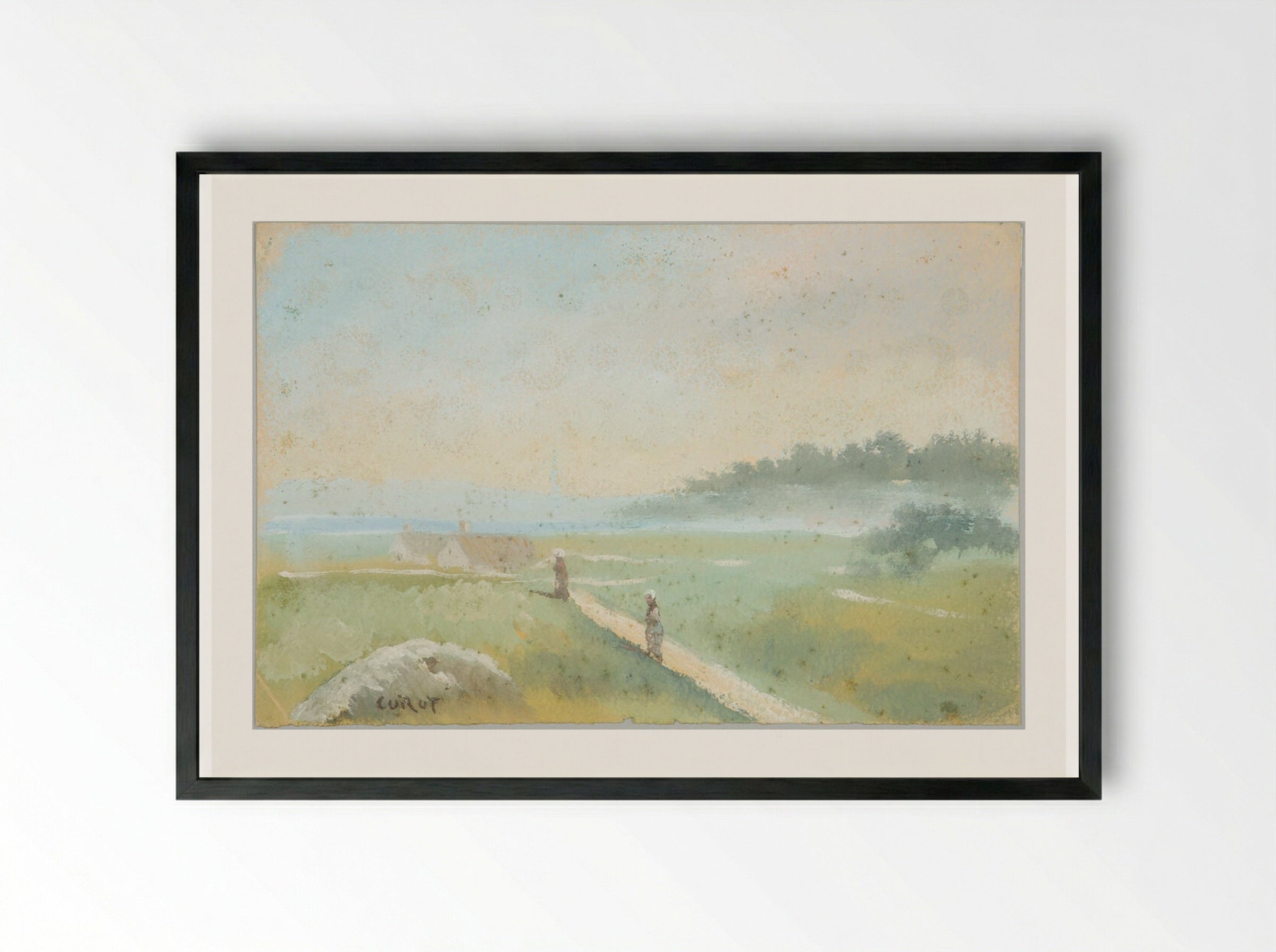 Croisy - Jean-Baptiste-Camille Corot - Framed Print Black