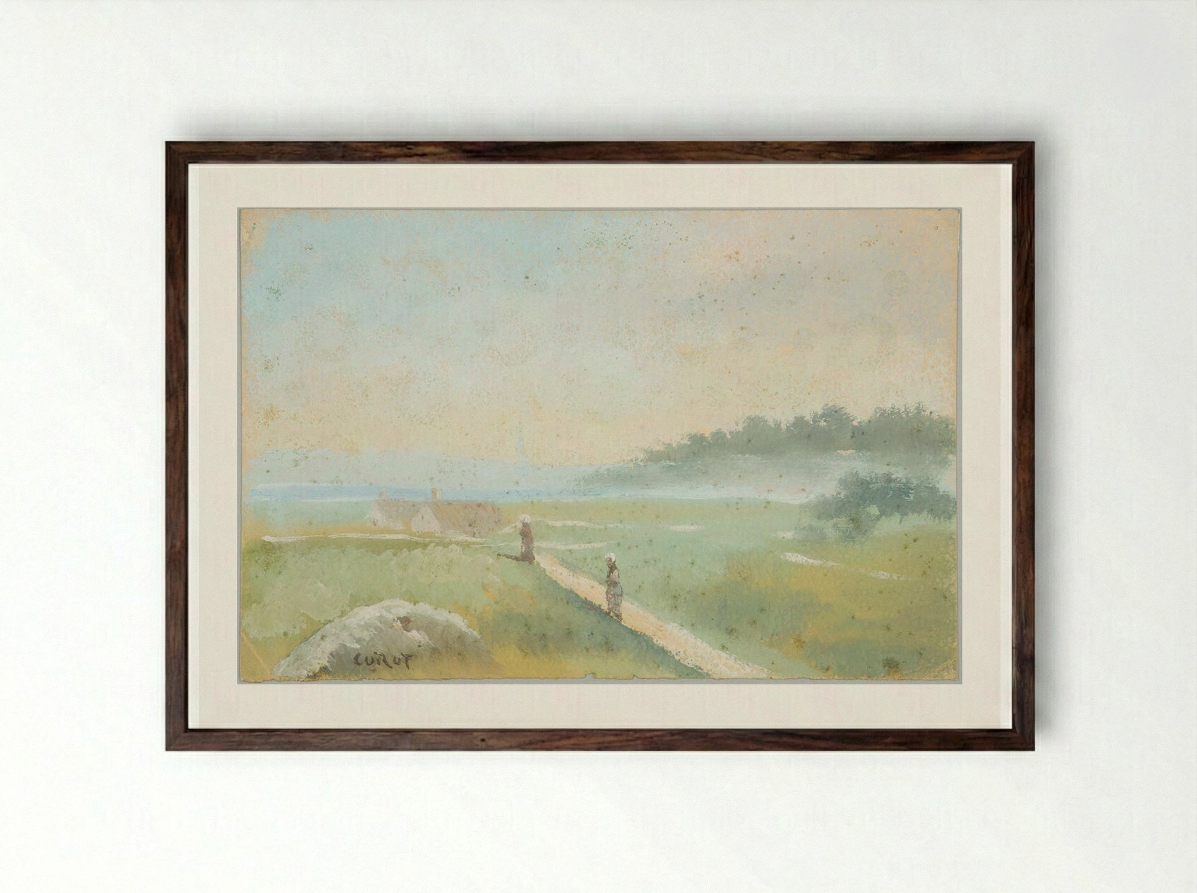 Croisy - Jean-Baptiste-Camille Corot - Framed Print Dark Wood