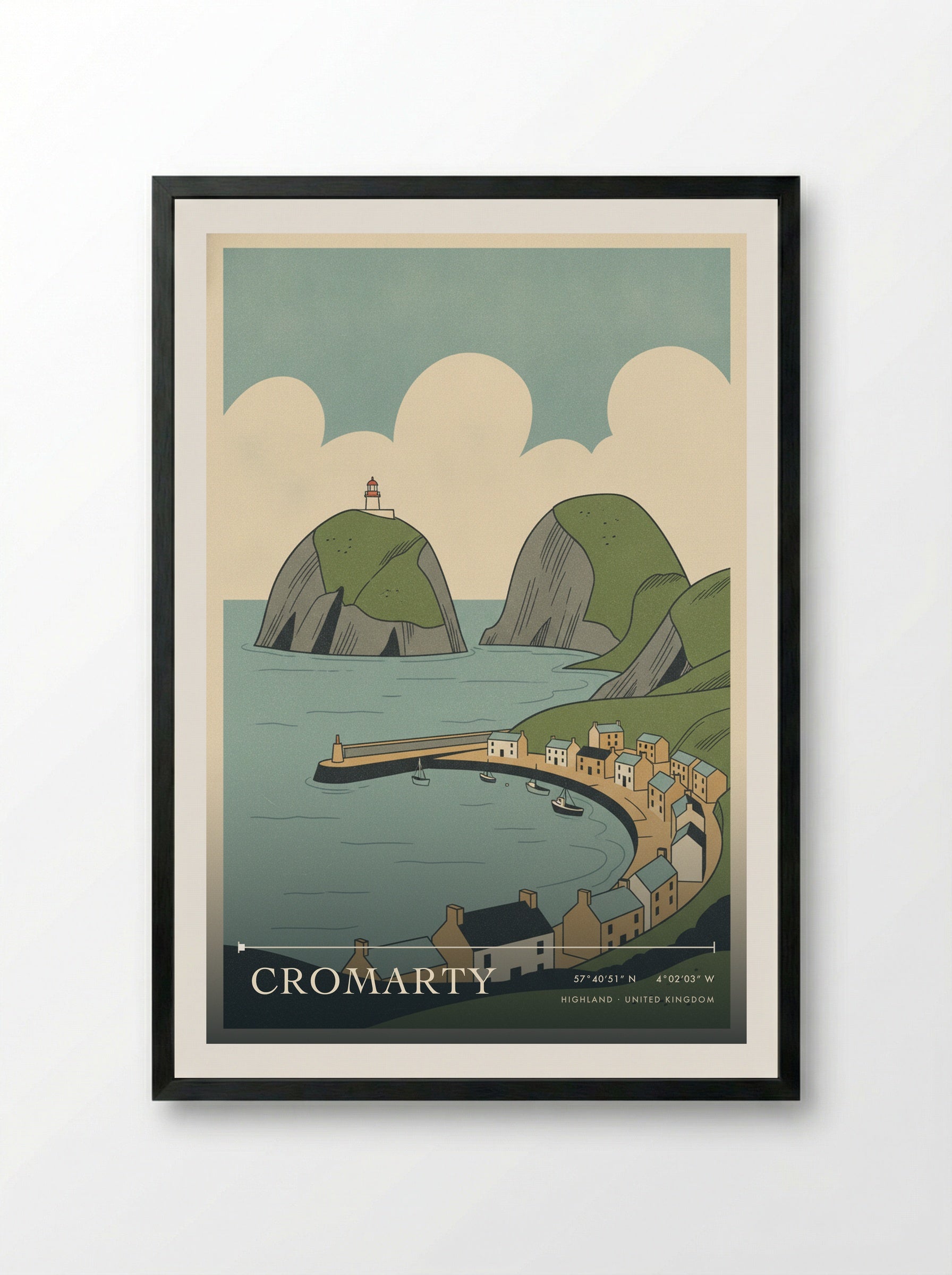 Cromarty Highland United Kingdom Travel Poster - Framed Print Black