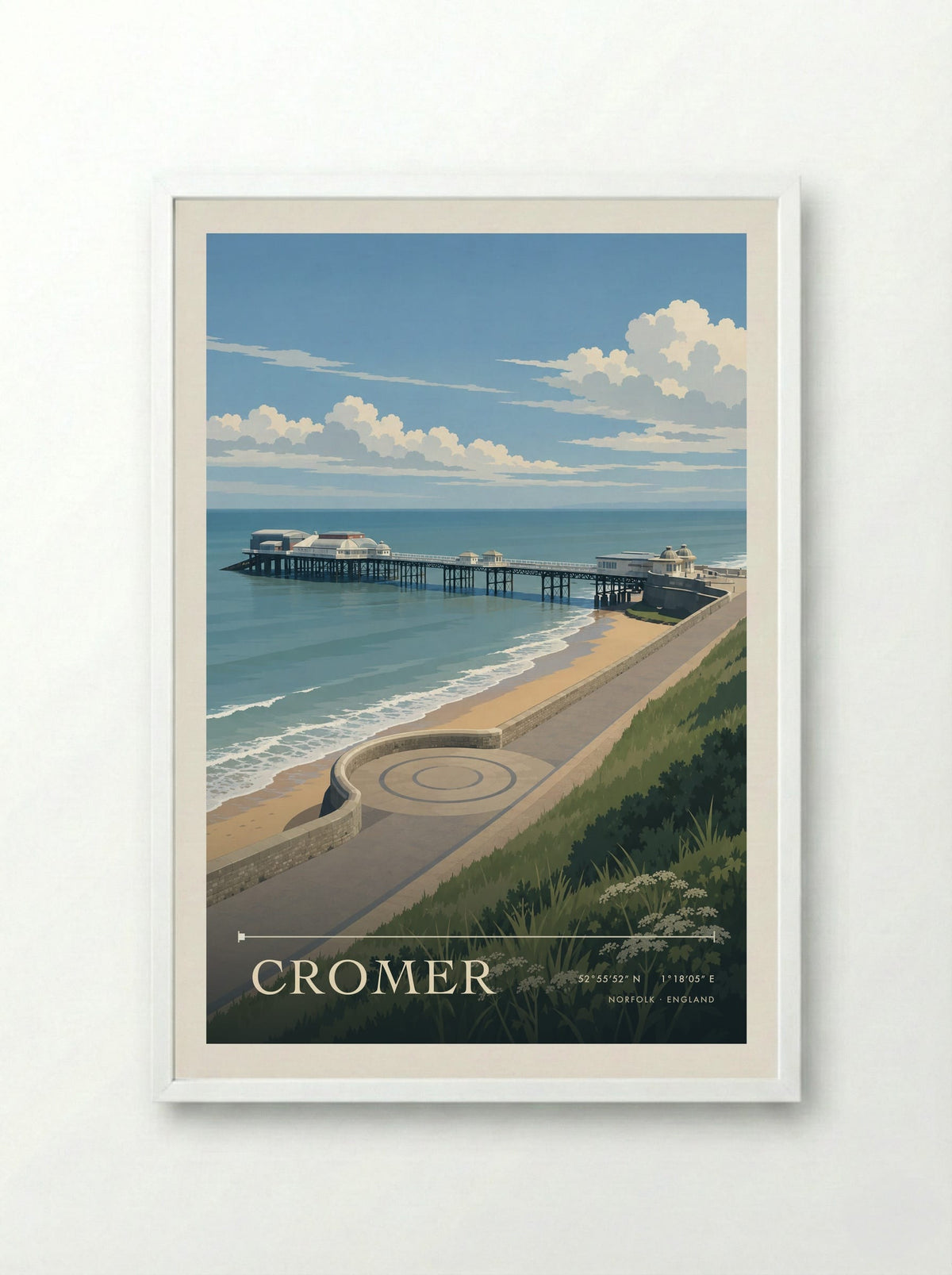 Cromer, Norfolk | Travel Poster - Framed Print White