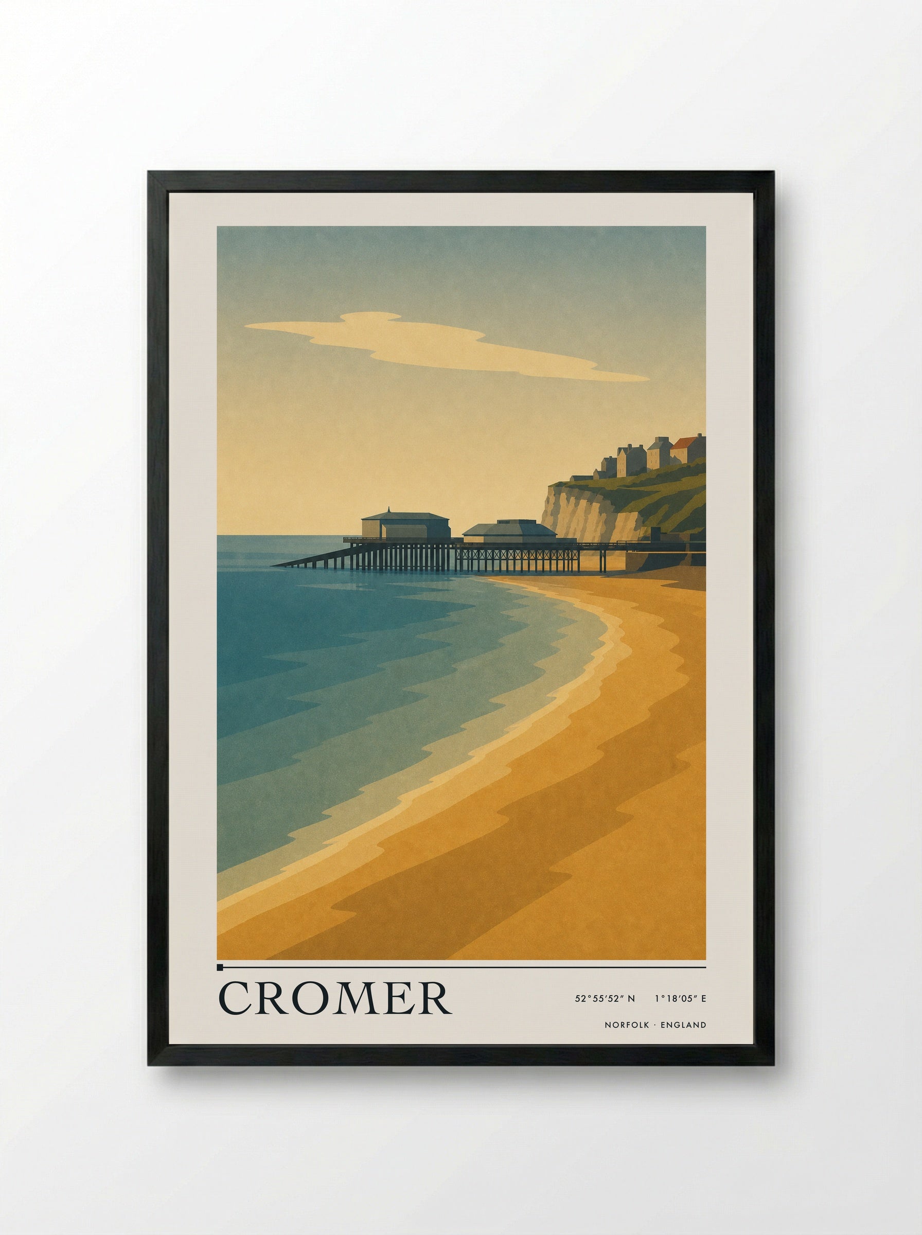 Cromer Travel Poster Artwork - Framed Print Black